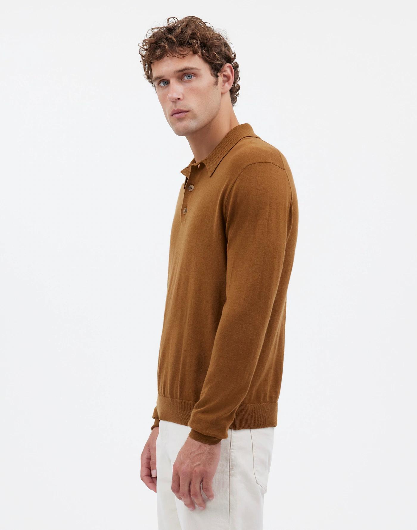 Three-Button Sweater Polo Shirt in Merino Wool Product Image