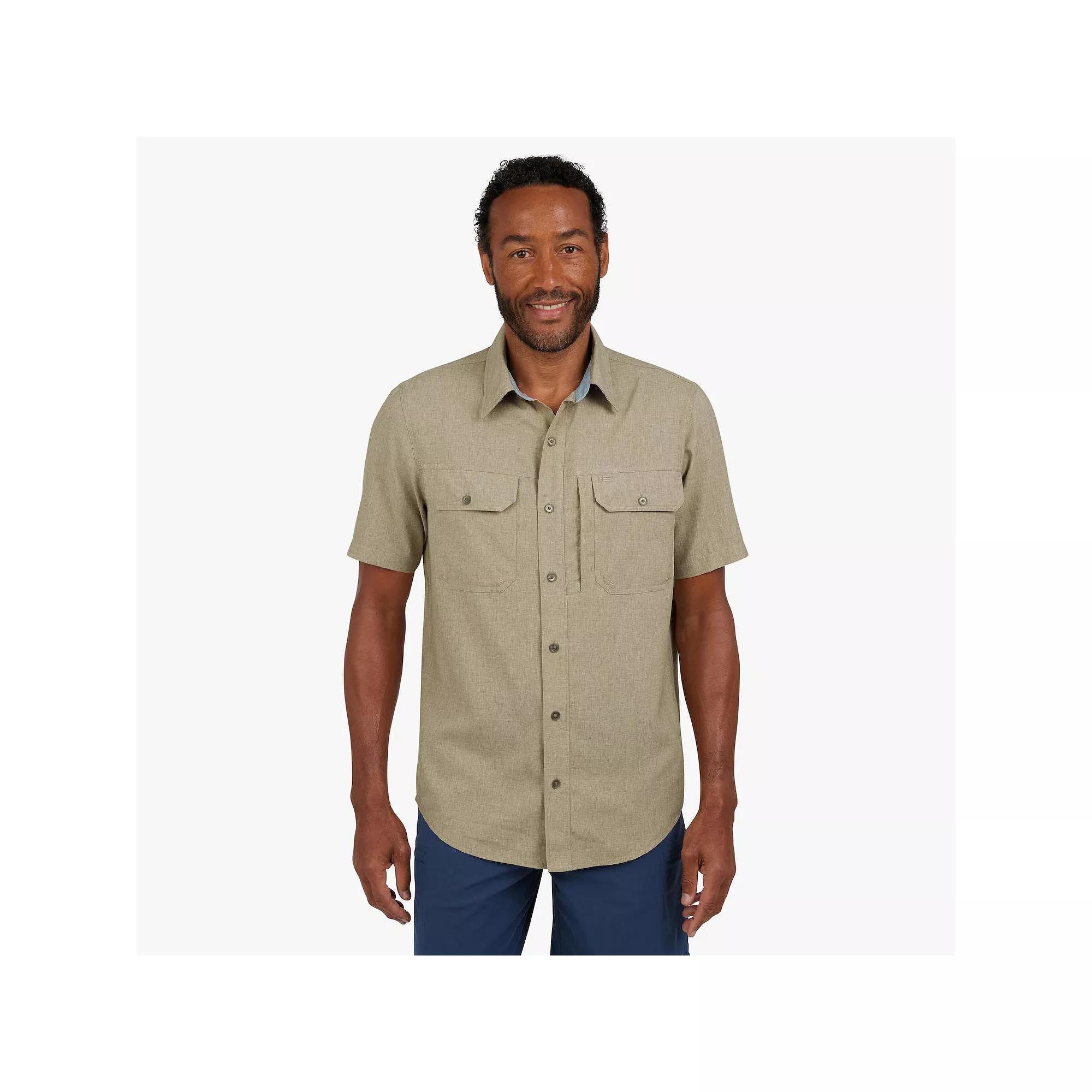 Men's Chaps Short Sleeve Performance Chambray Button Down Shirt, Size: XL, Green Product Image