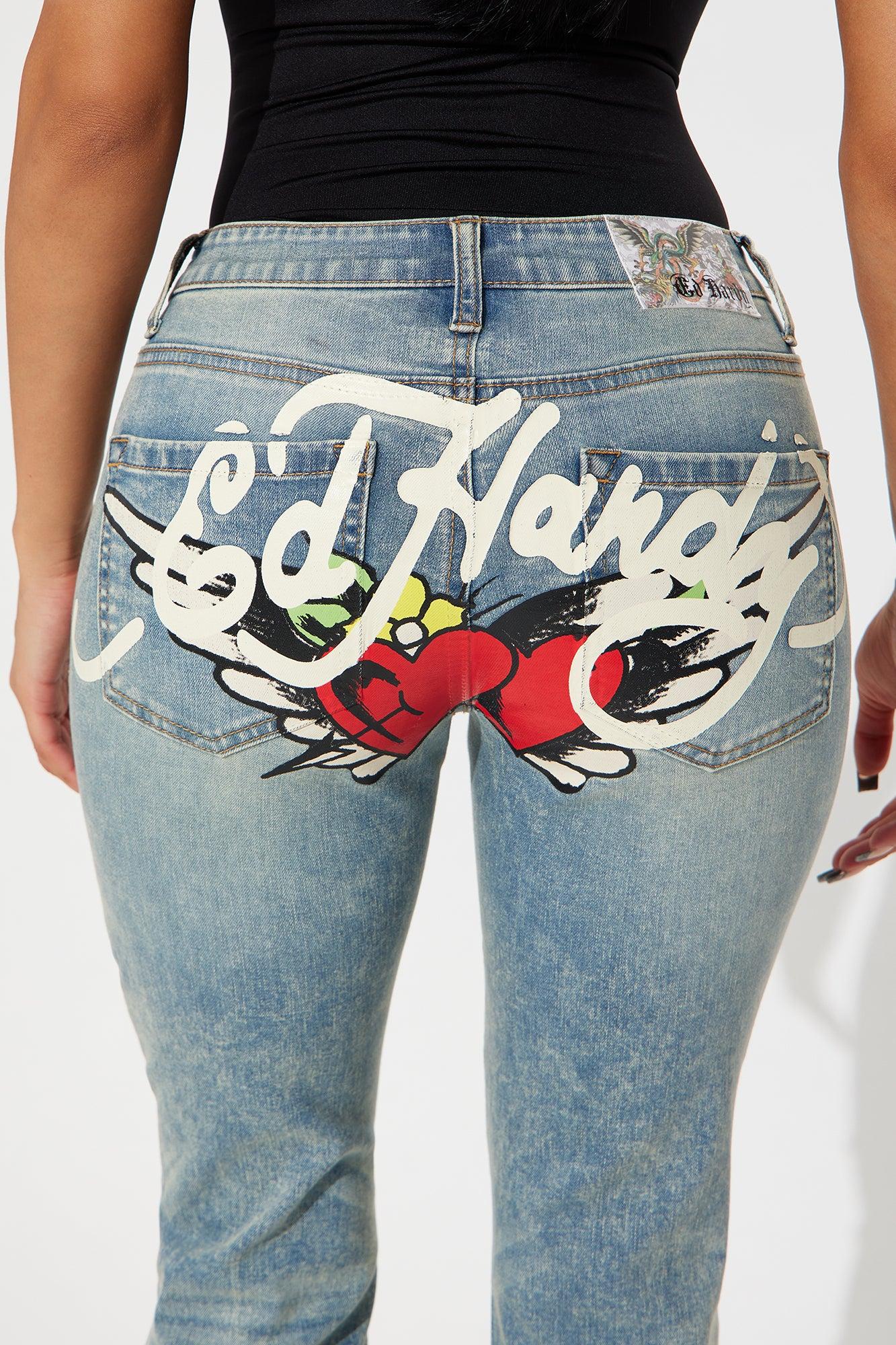 Ed Hardy Hearts Stretch Flare Jeans - Medium Wash Product Image