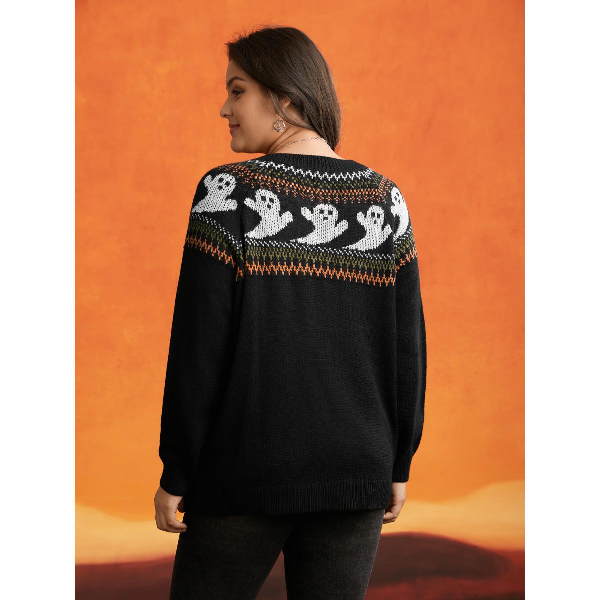 Plus Size Ghostly Fair Isle Button-Up Cardigan Black Women Casual Long Sleeve Everyday Cardigans BloomChic 14-16/1X Product Image
