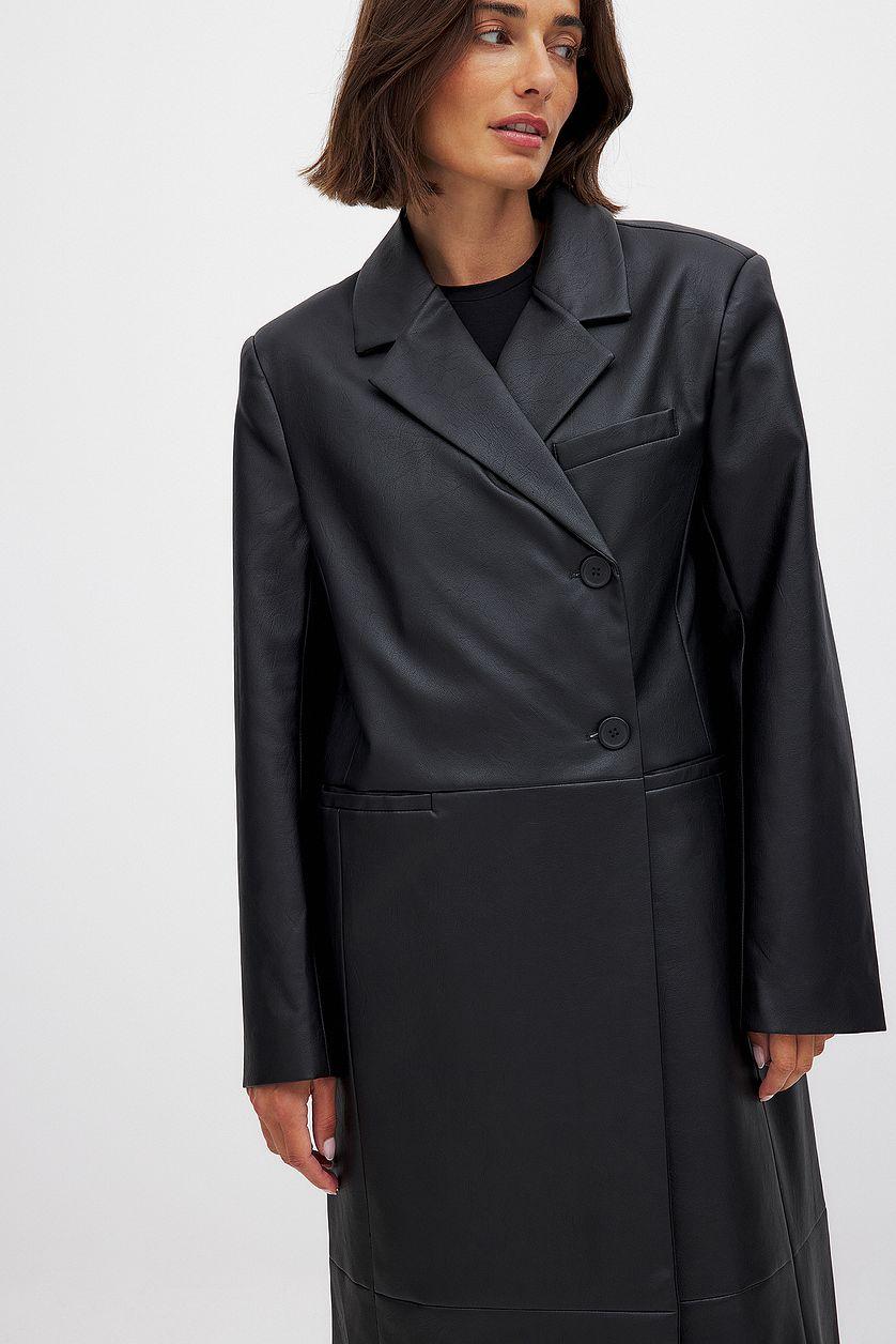 Oversized PU Seam Detail Coat Product Image
