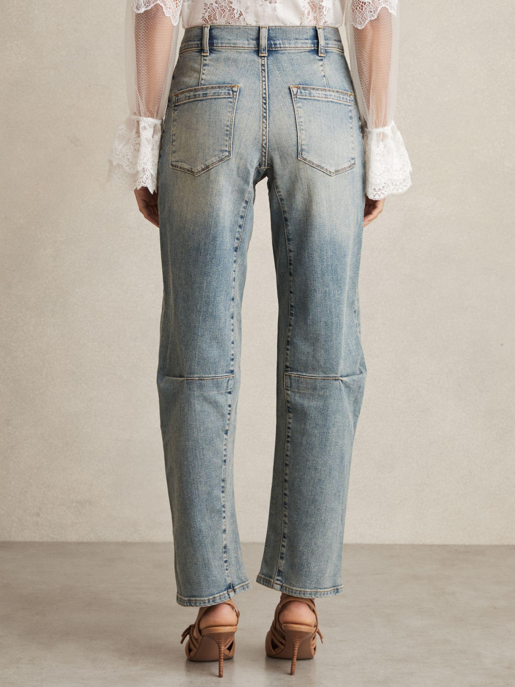 Petite Barrel-Leg Dart Jeans in Light Blue Product Image