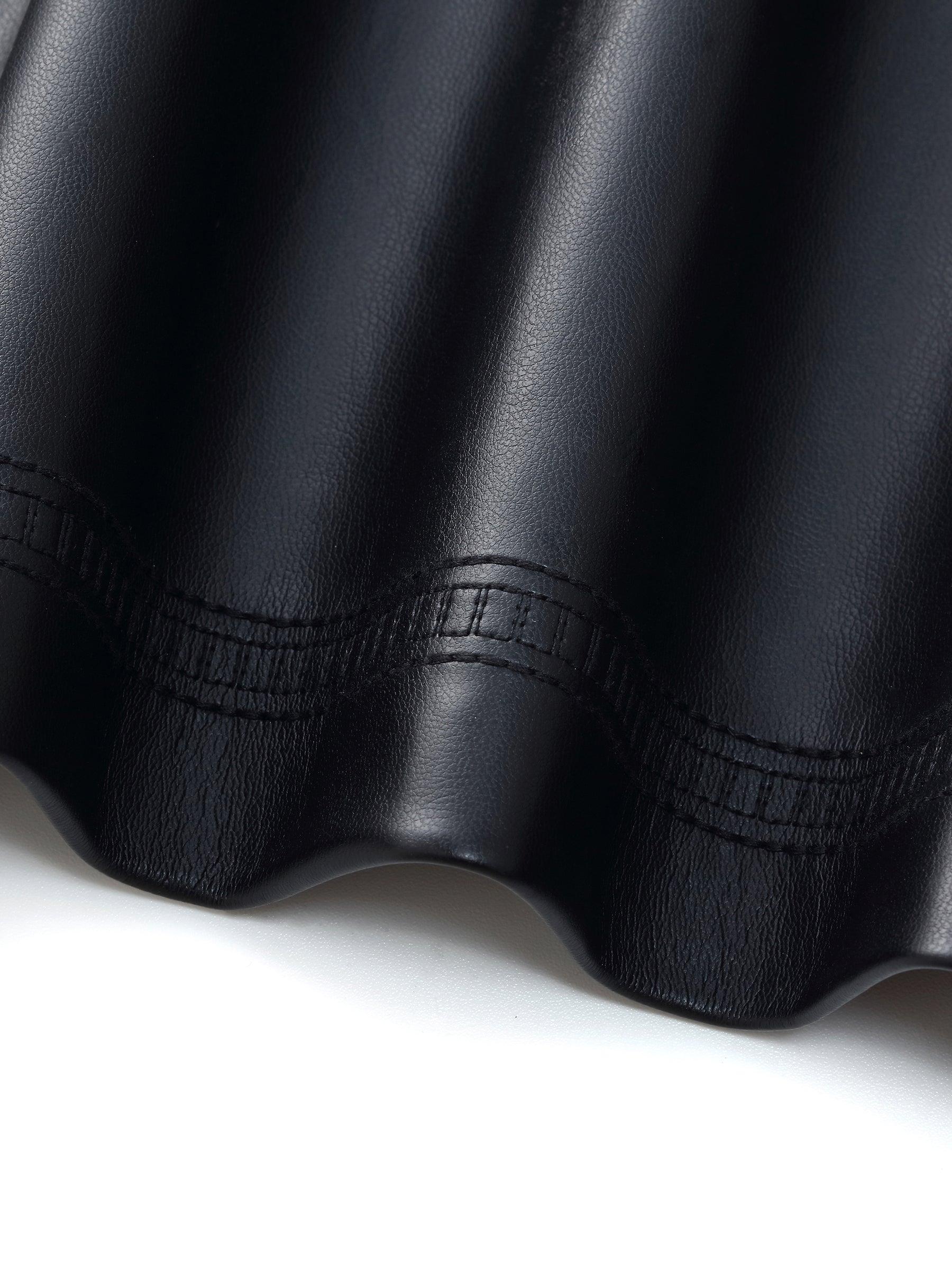 PU Leather Embroidered Trim Women Cropped Jacket Product Image