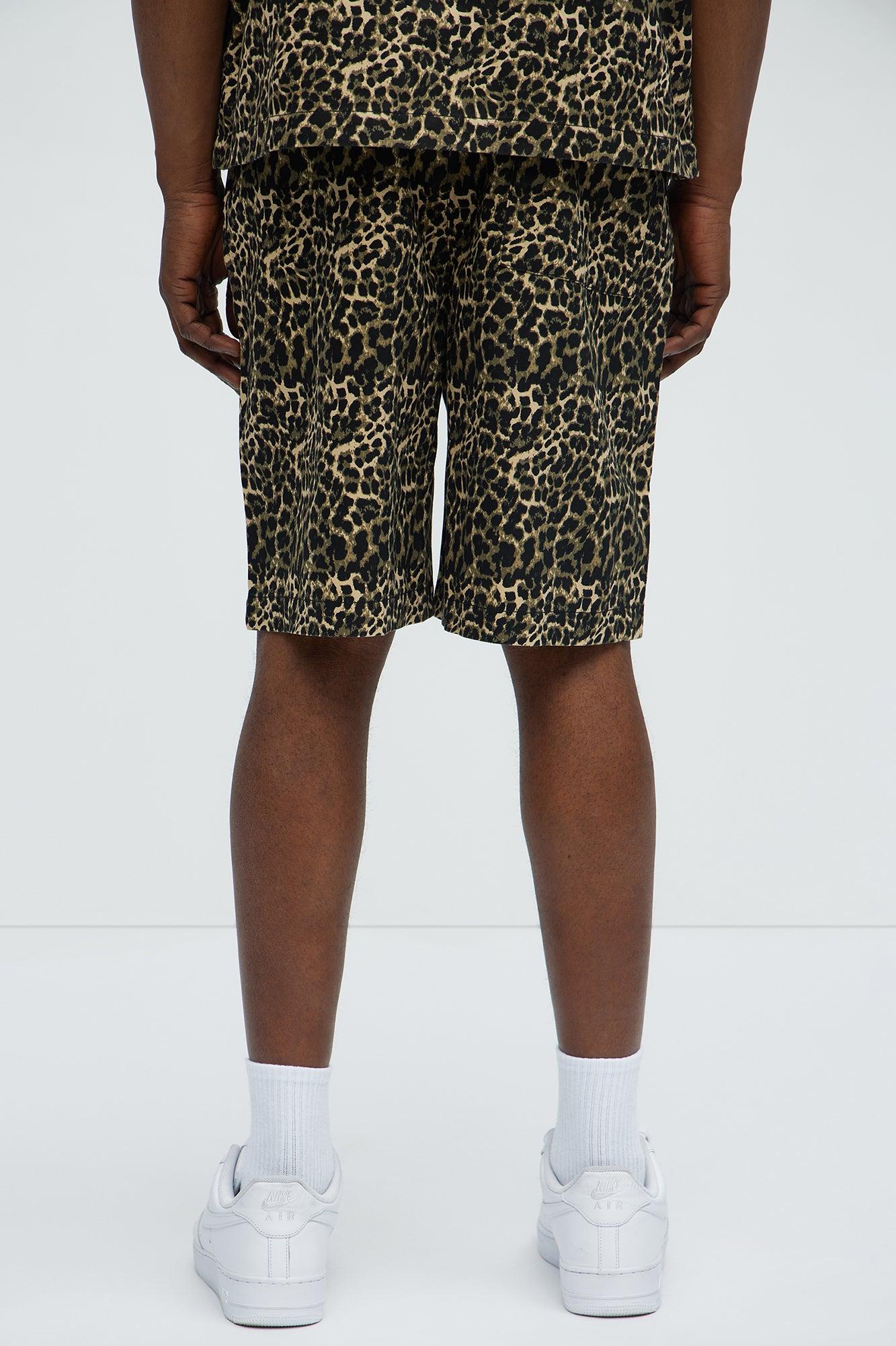 Cheetah Star Animal Print Relaxed Shorts - Brown Combo Product Image