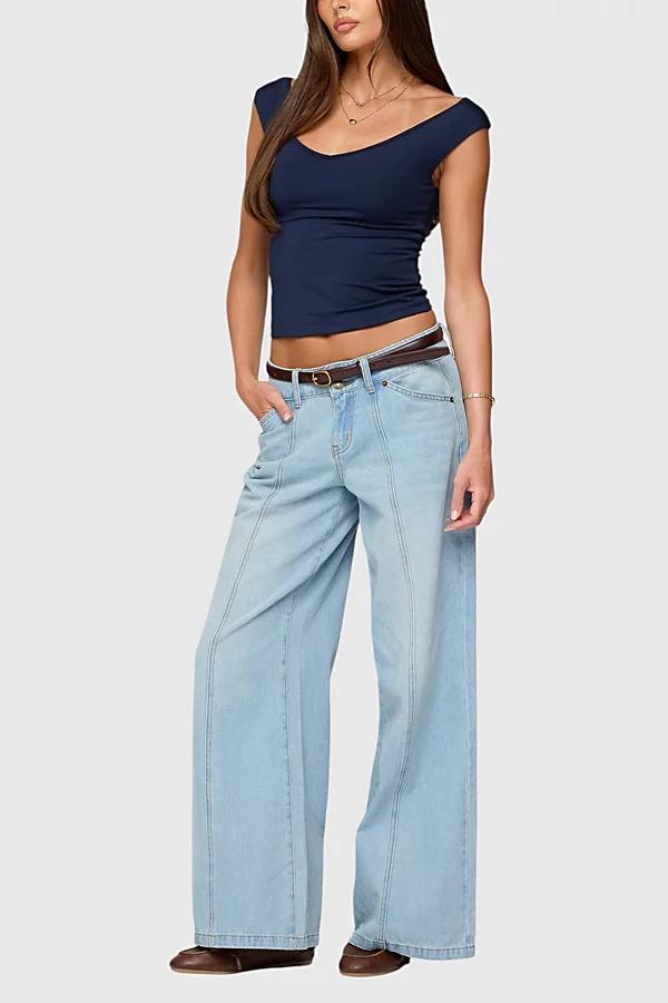 Edikted Charlie Panel Stitch Low Rise Jeans Womens at Urban Outfitters Product Image