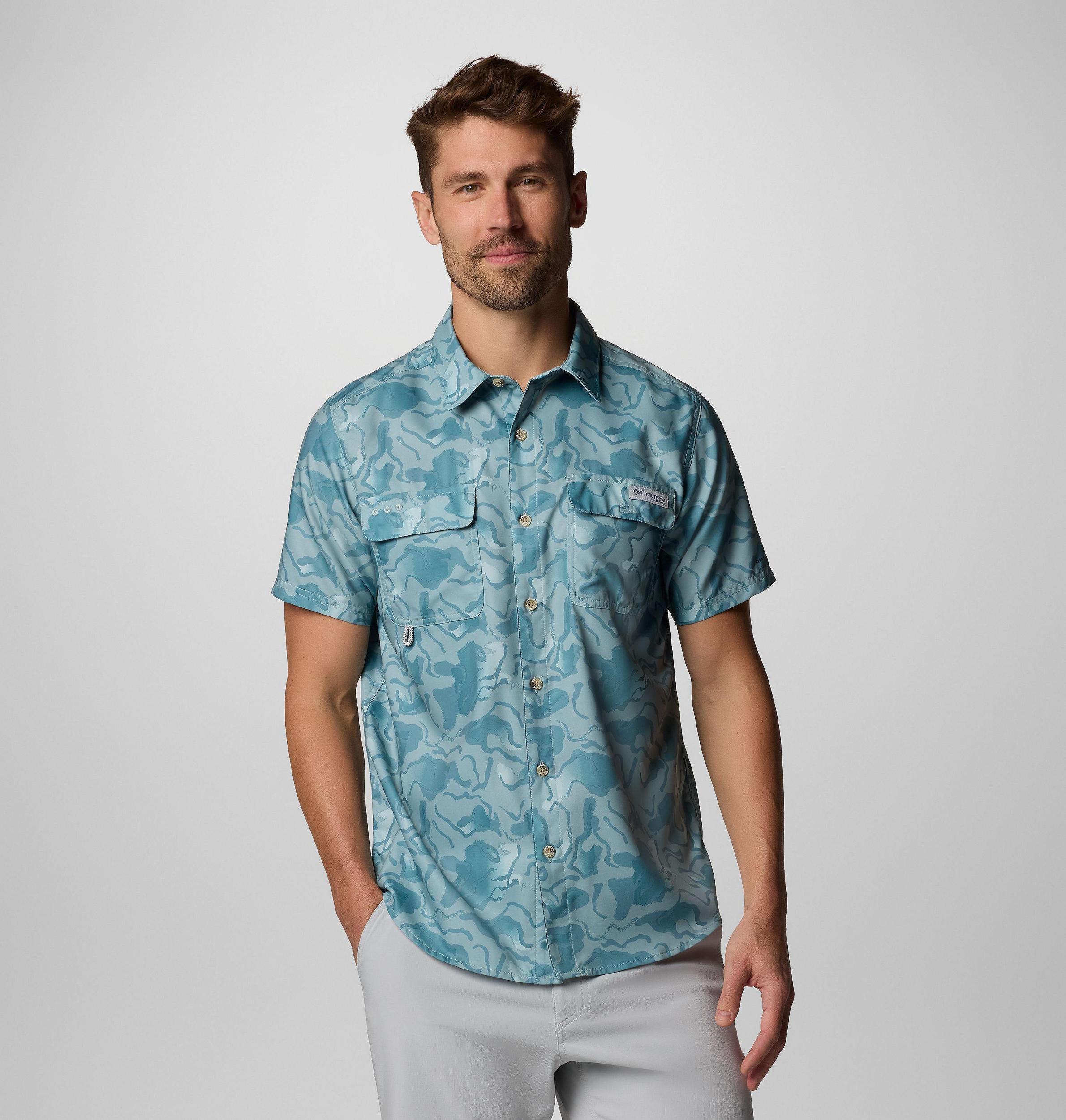 Columbia Mens PFG Uncharted Printed Short Sleeve Shirt- Product Image