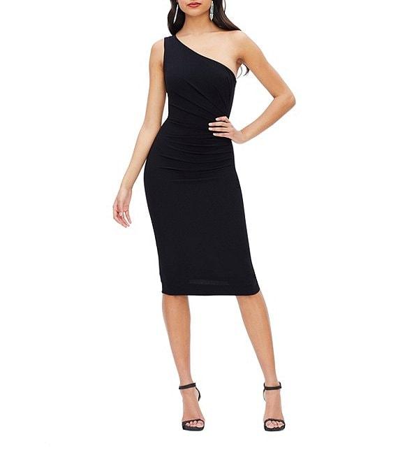 Dress the Population Martine One Shoulder Sleeveless Side Pleat Bodycon Dress Product Image