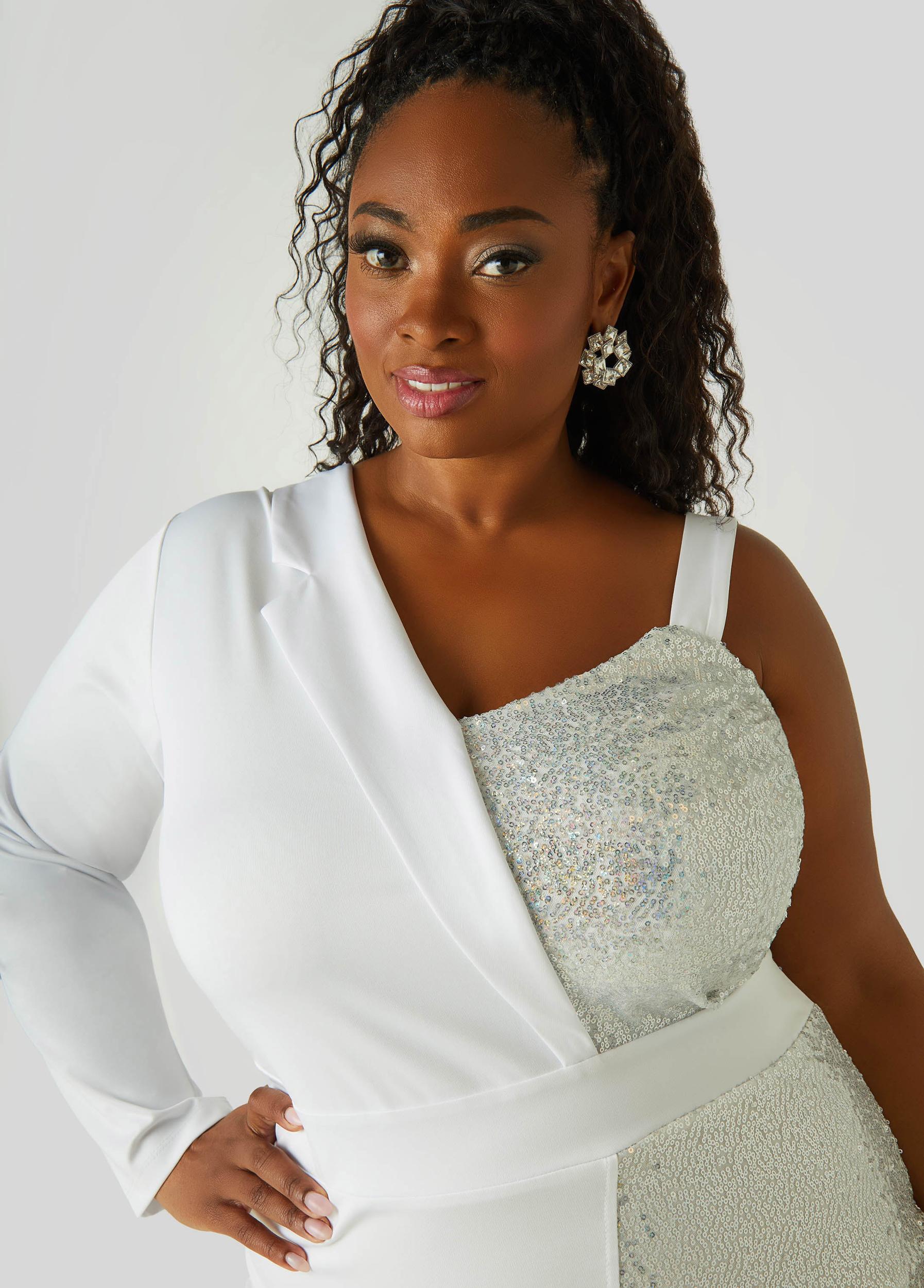 Asymmetric Sequined Blazer Dress Product Image