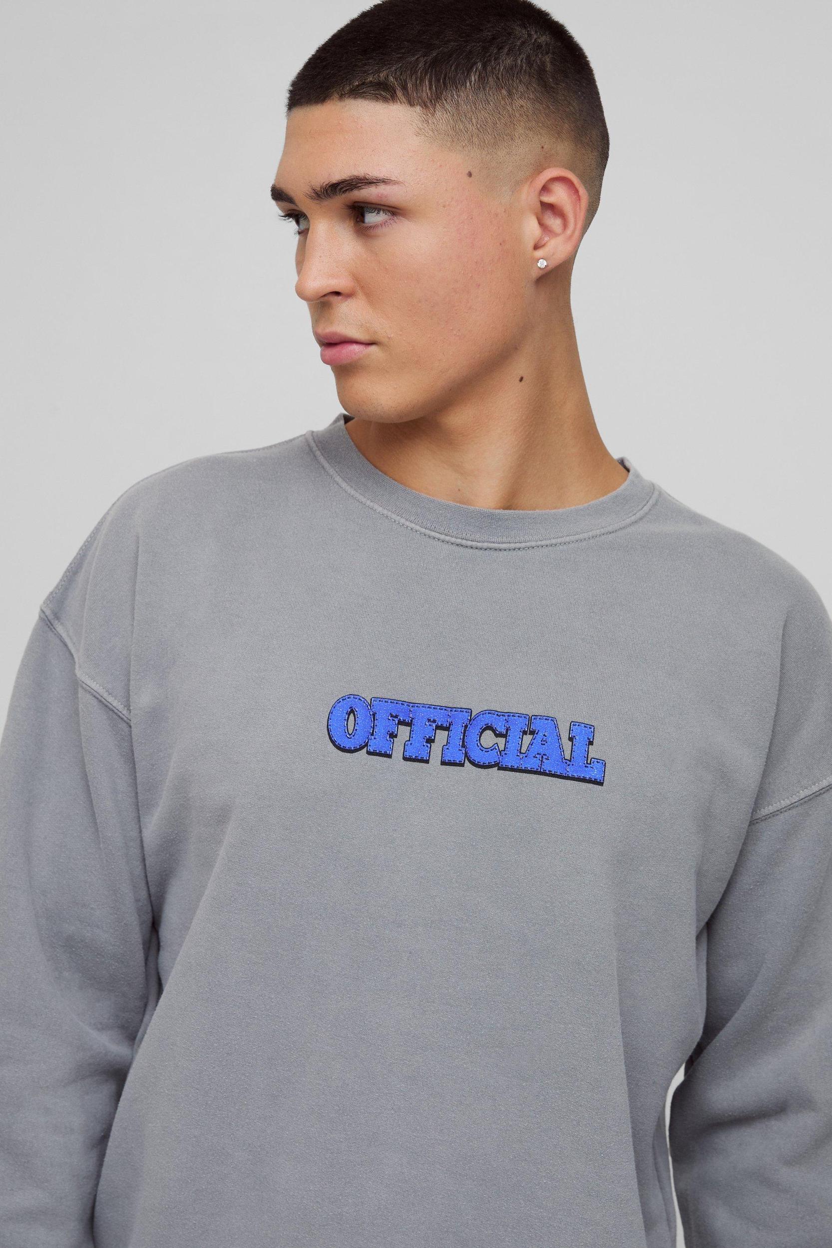 Oversized OFCL 3D Washed Sweatshirt | boohooMAN USA Product Image