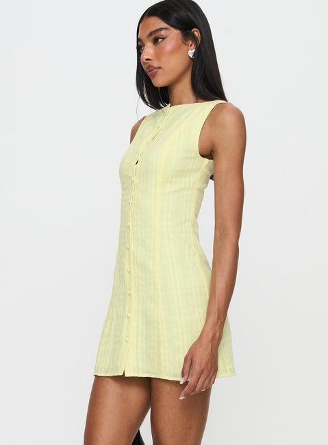 Mimsie Embroidered Mini Dress Lemon Product Image
