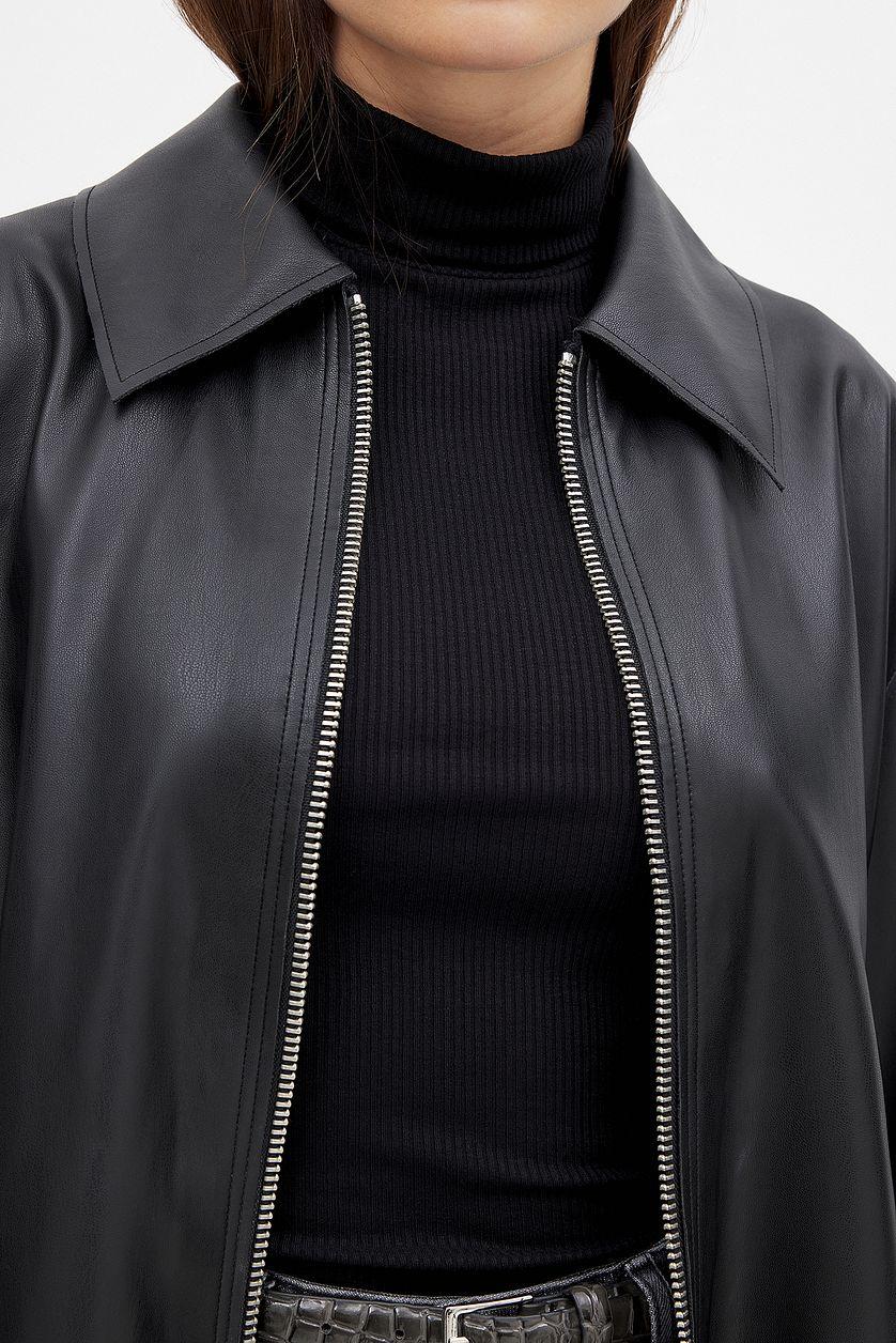 Short Sleeve Rib Collar Top Product Image