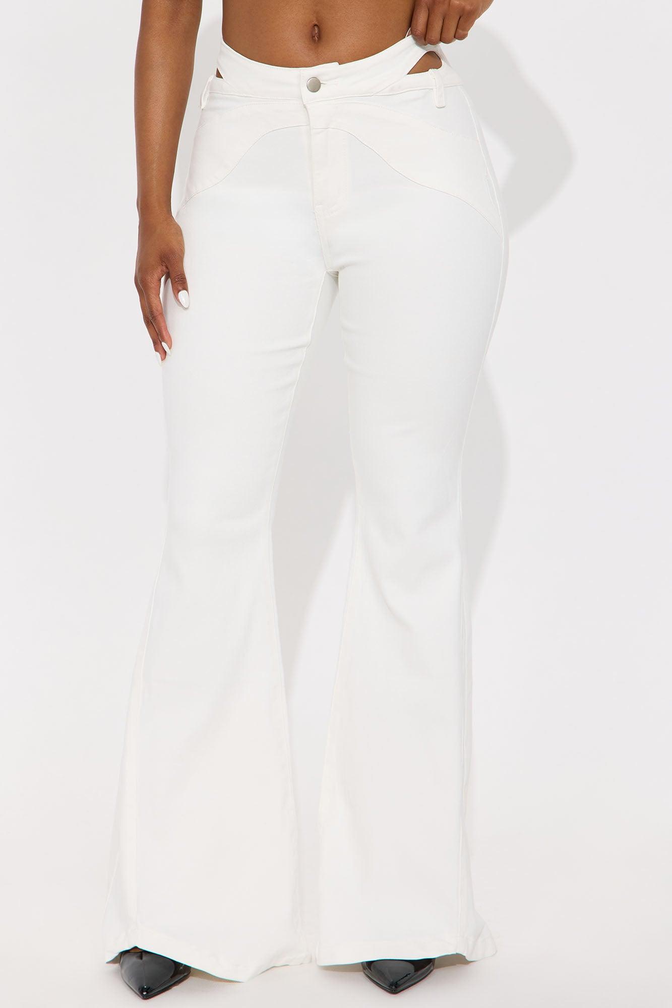 Peekaboo Cut Out Flare Jeans - White Female Product Image