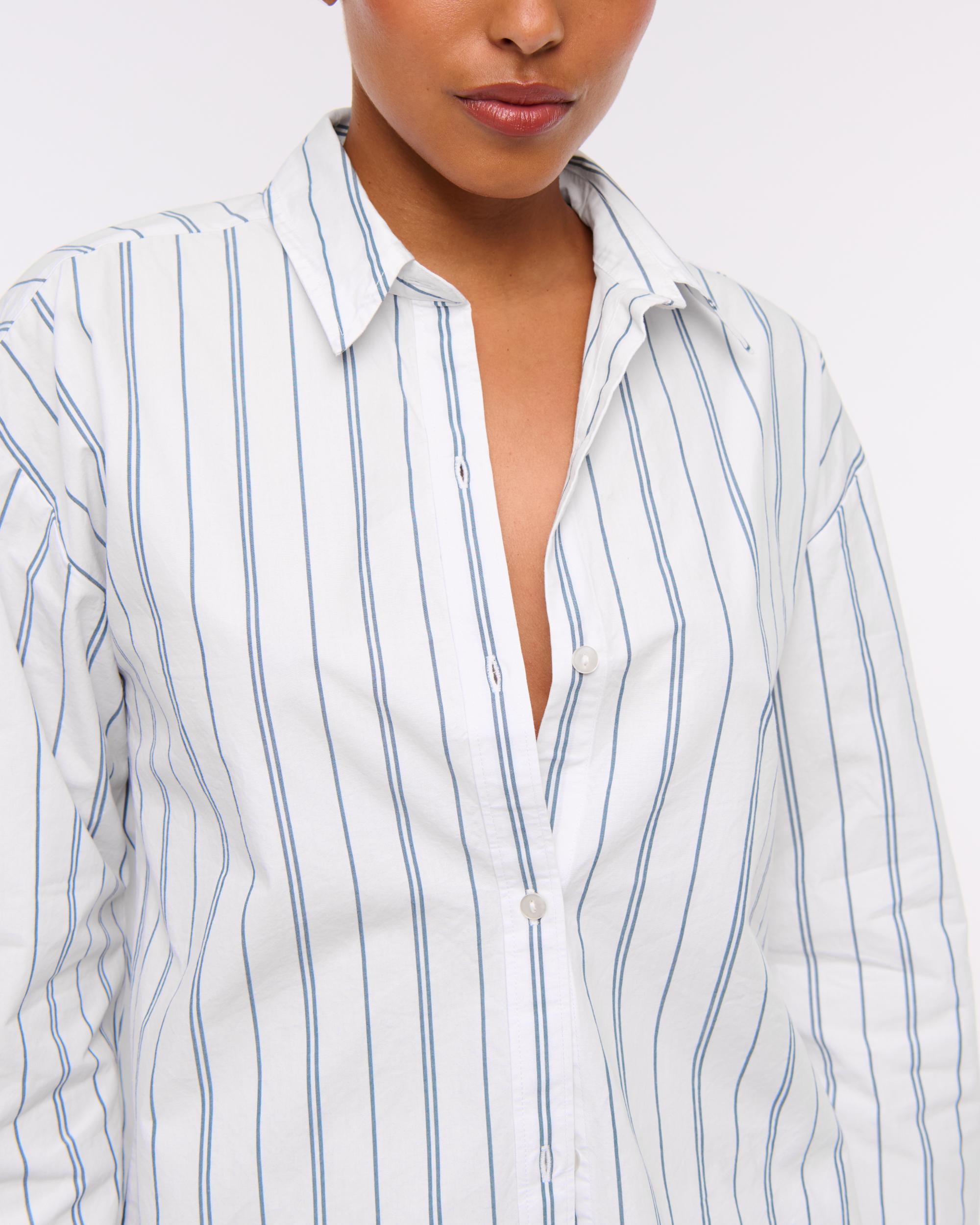 Oversized Tie-Back Poplin Shirt Product Image