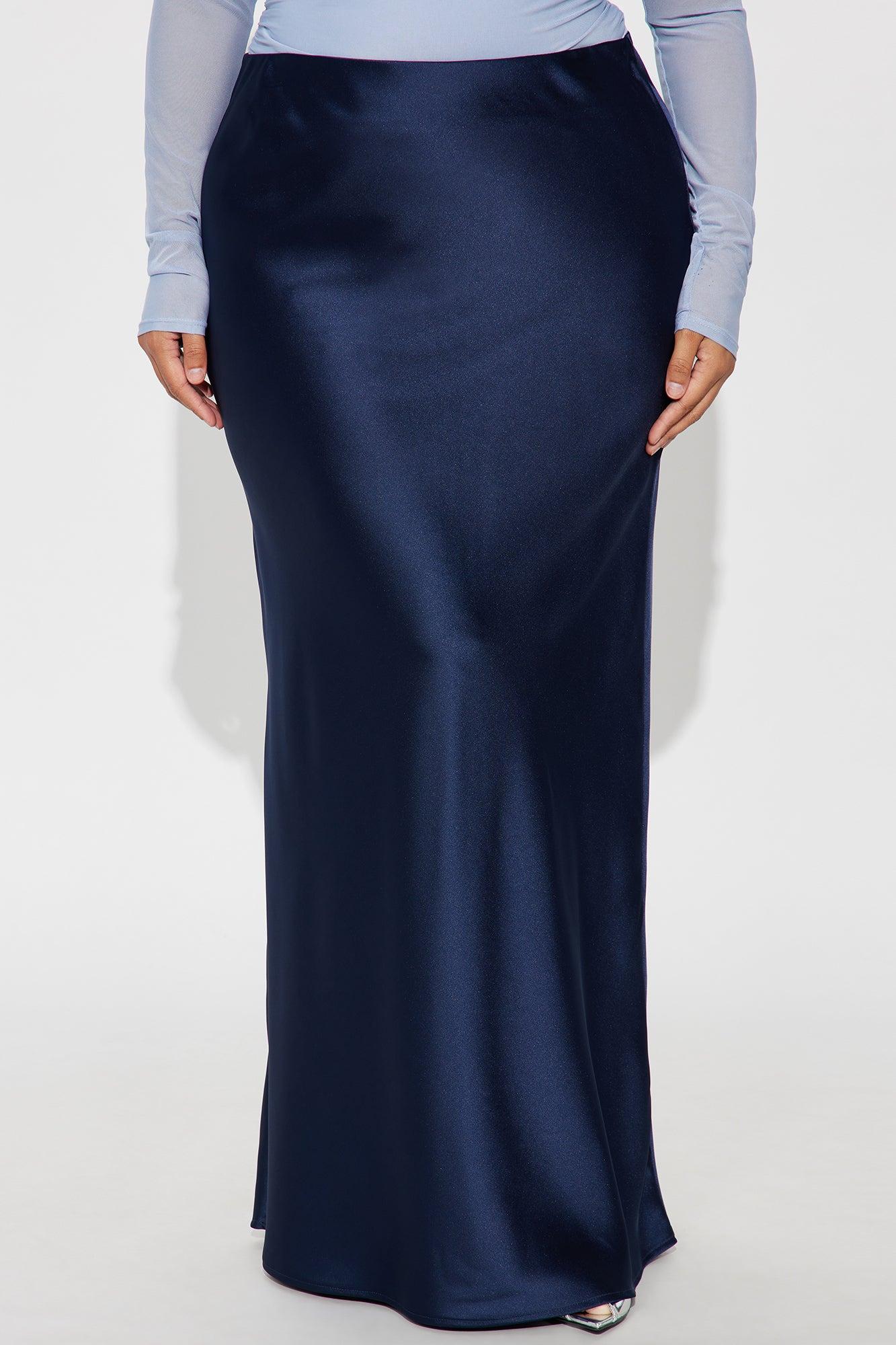 Aurora Satin Maxi Skirt - Navy Product Image