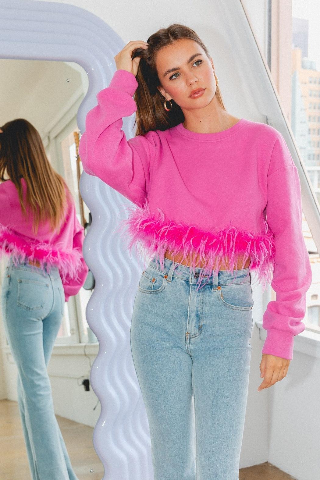 Feather Trim Sweatshirt Product Image