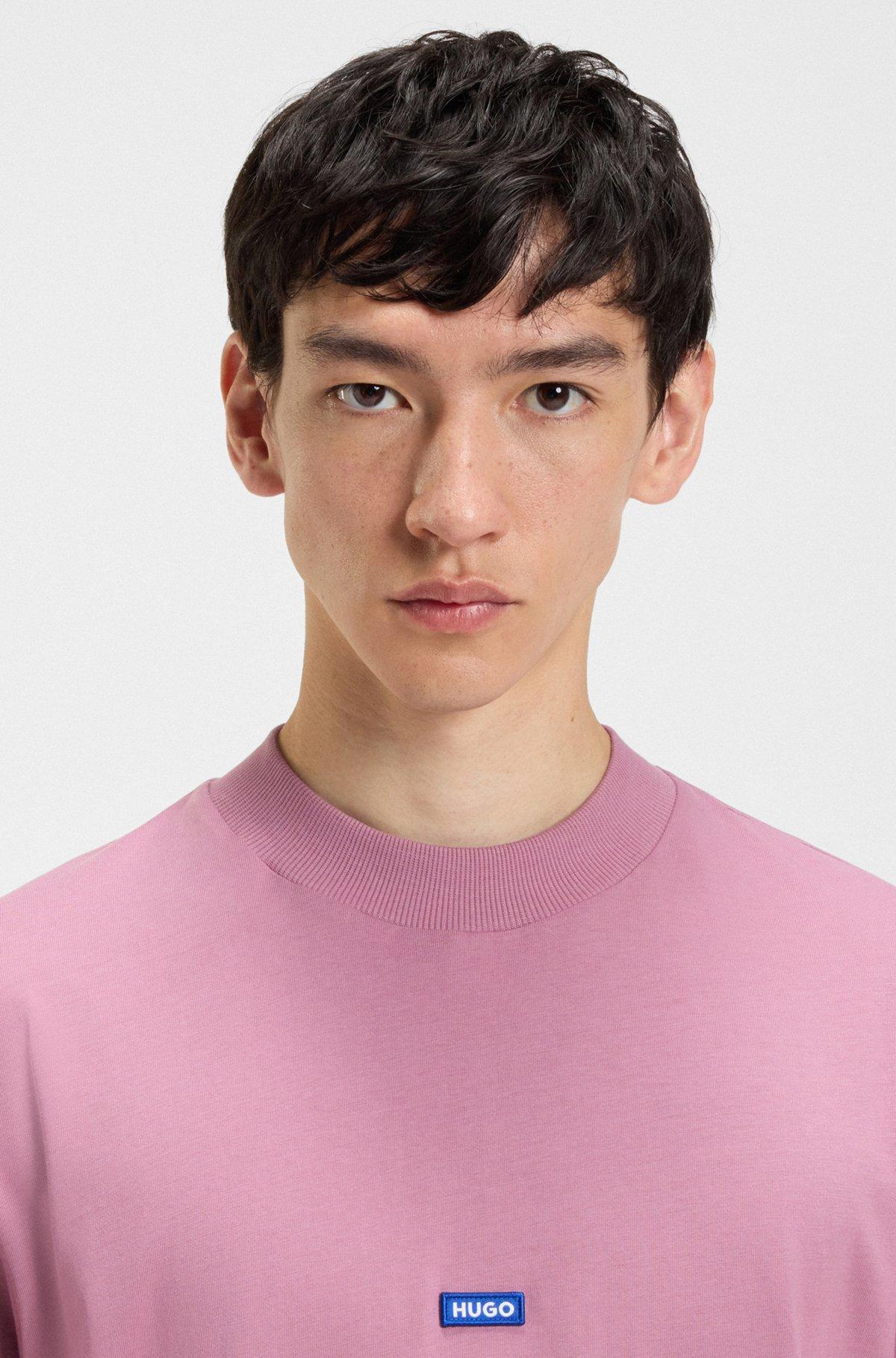 Cotton-jersey T-shirt with blue logo patch Product Image