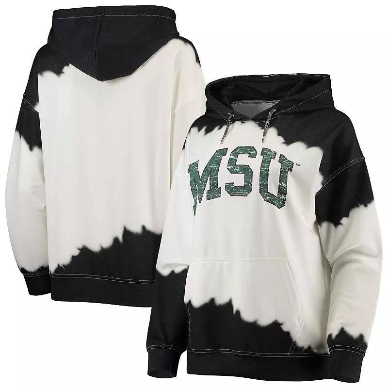 Women's Gameday Couture White/Black Michigan State Spartans For the Fun Double Dip-Dyed Pullover Hoodie, Size: Medium Product Image