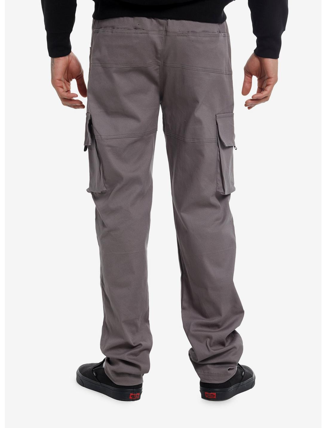 Grey Zipper Flare Cargo Pants Product Image