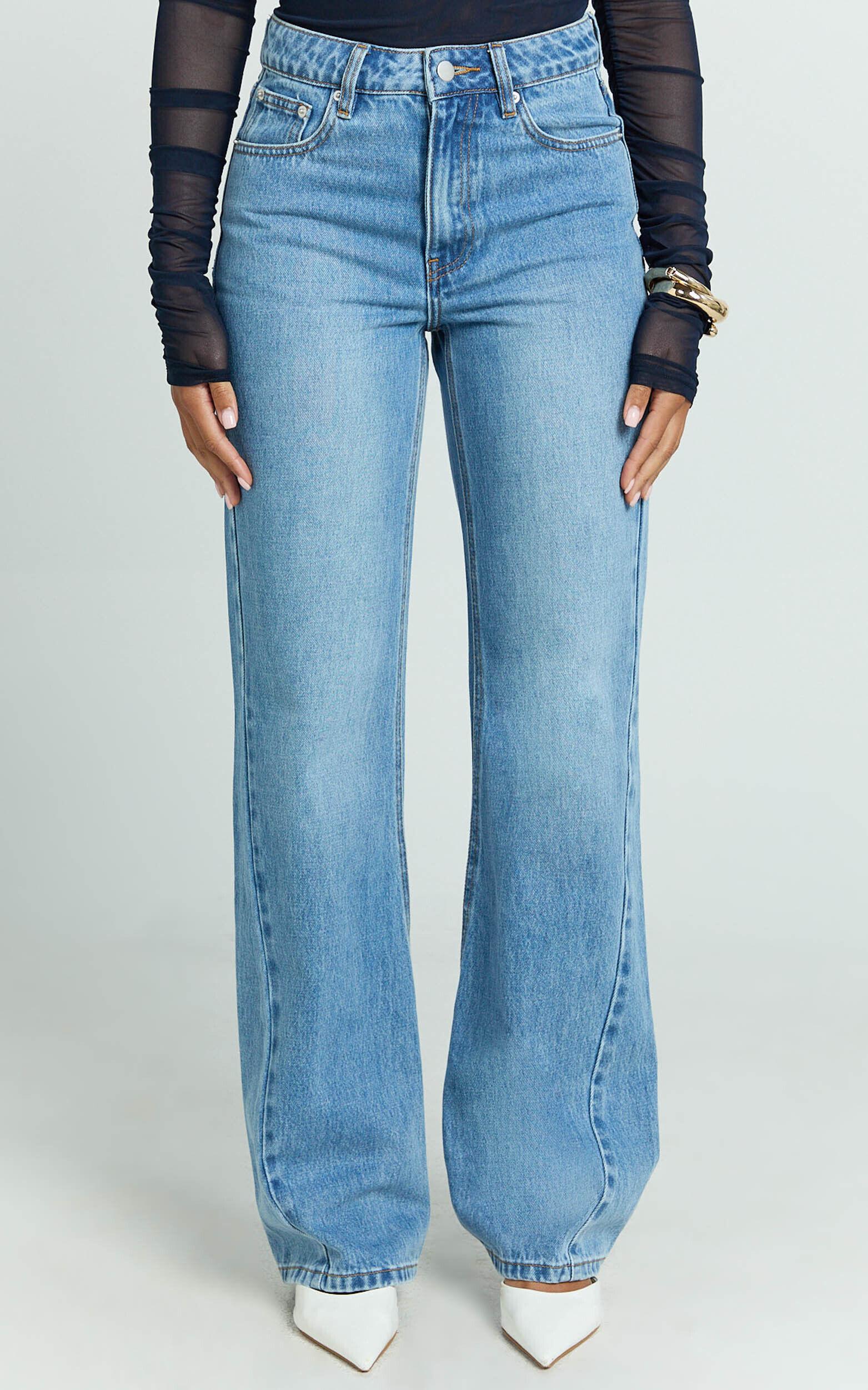 Abbie Jeans - Mid Rise Straight Leg Recycled Denim Jeans in Mid Blue Wash Product Image