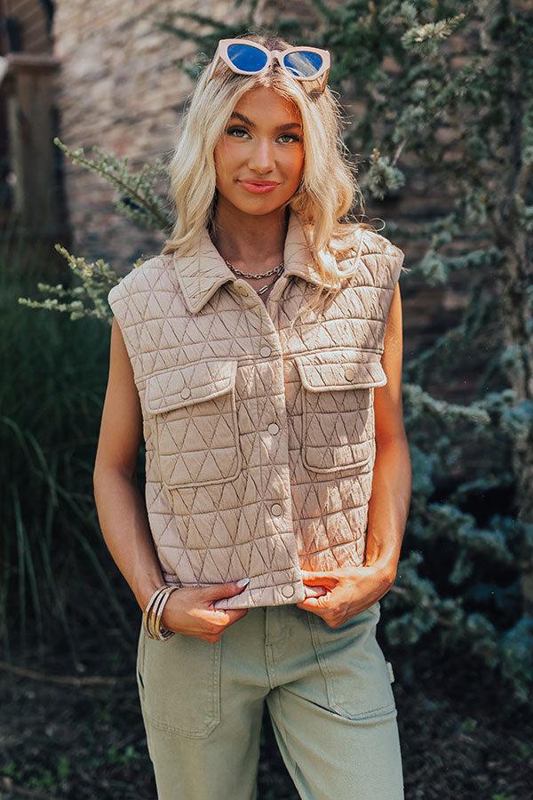Mountain Lodge Cutie Quilted Vest in Iced Latte Product Image