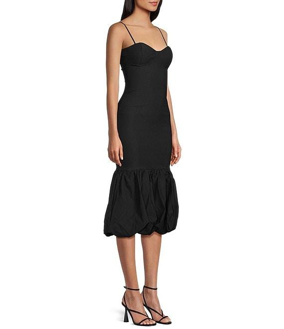 Honey and Rosie Sweetheart Neck Fitted Bubble Hem Midi Dress Product Image