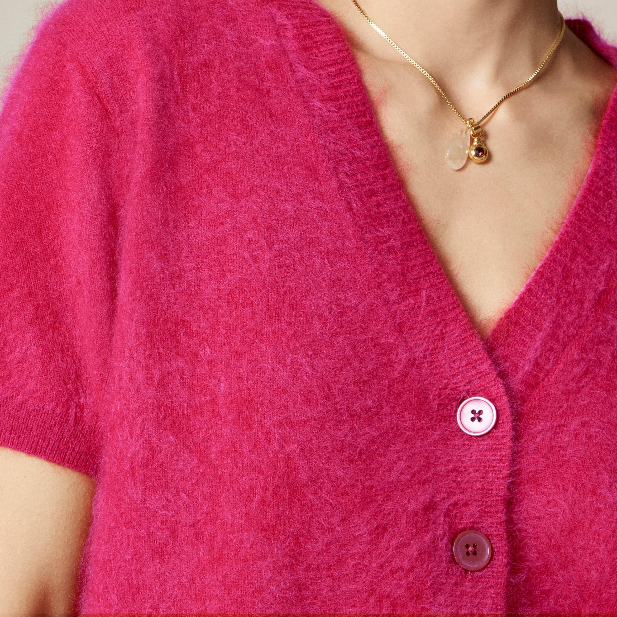 Brushed cashmere short-sleeve cardigan Product Image