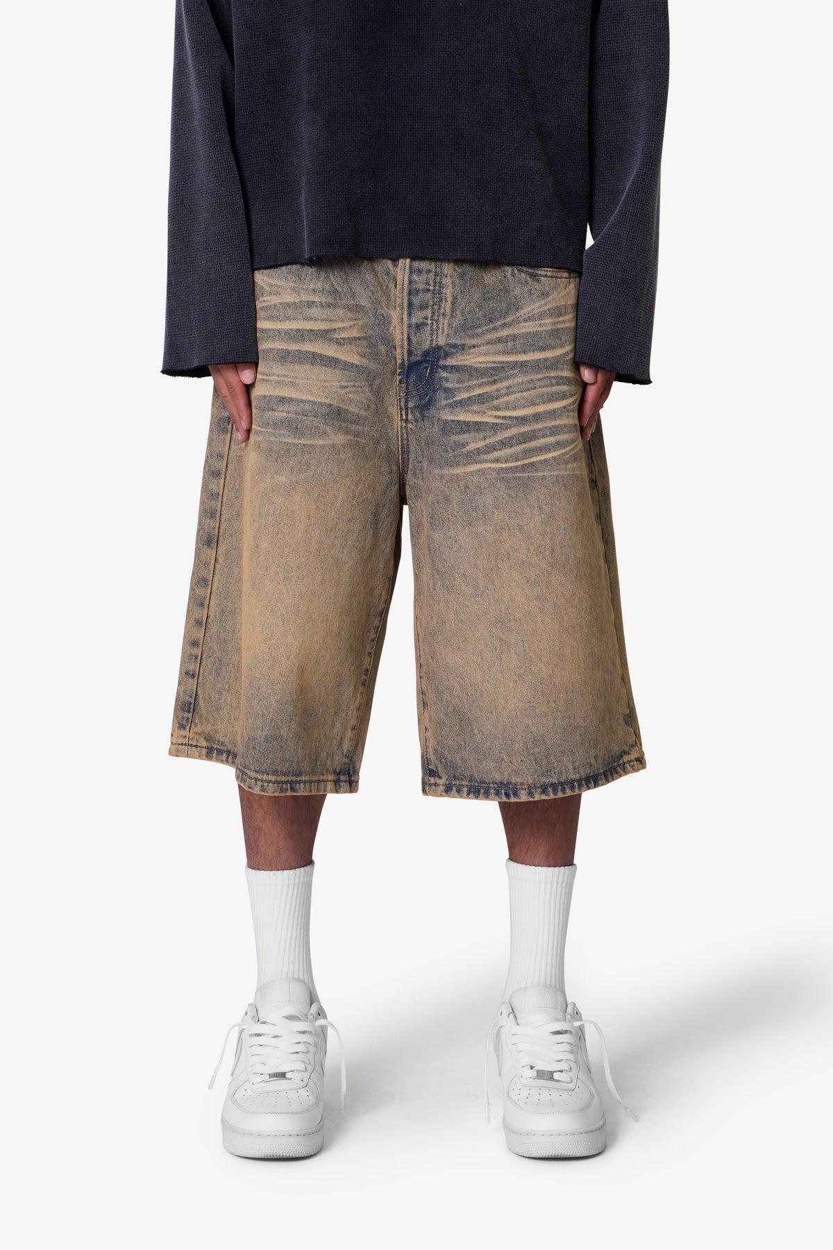 Baggy Dust Stone Denim Shorts - Vintage Blue Product Image