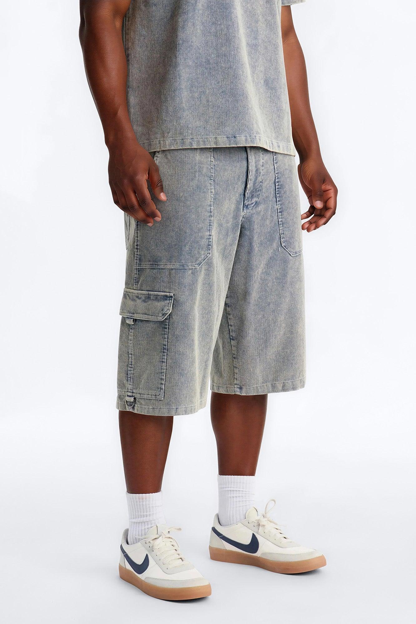 Ohio Corduroy Baggy Short - Blue Male Product Image