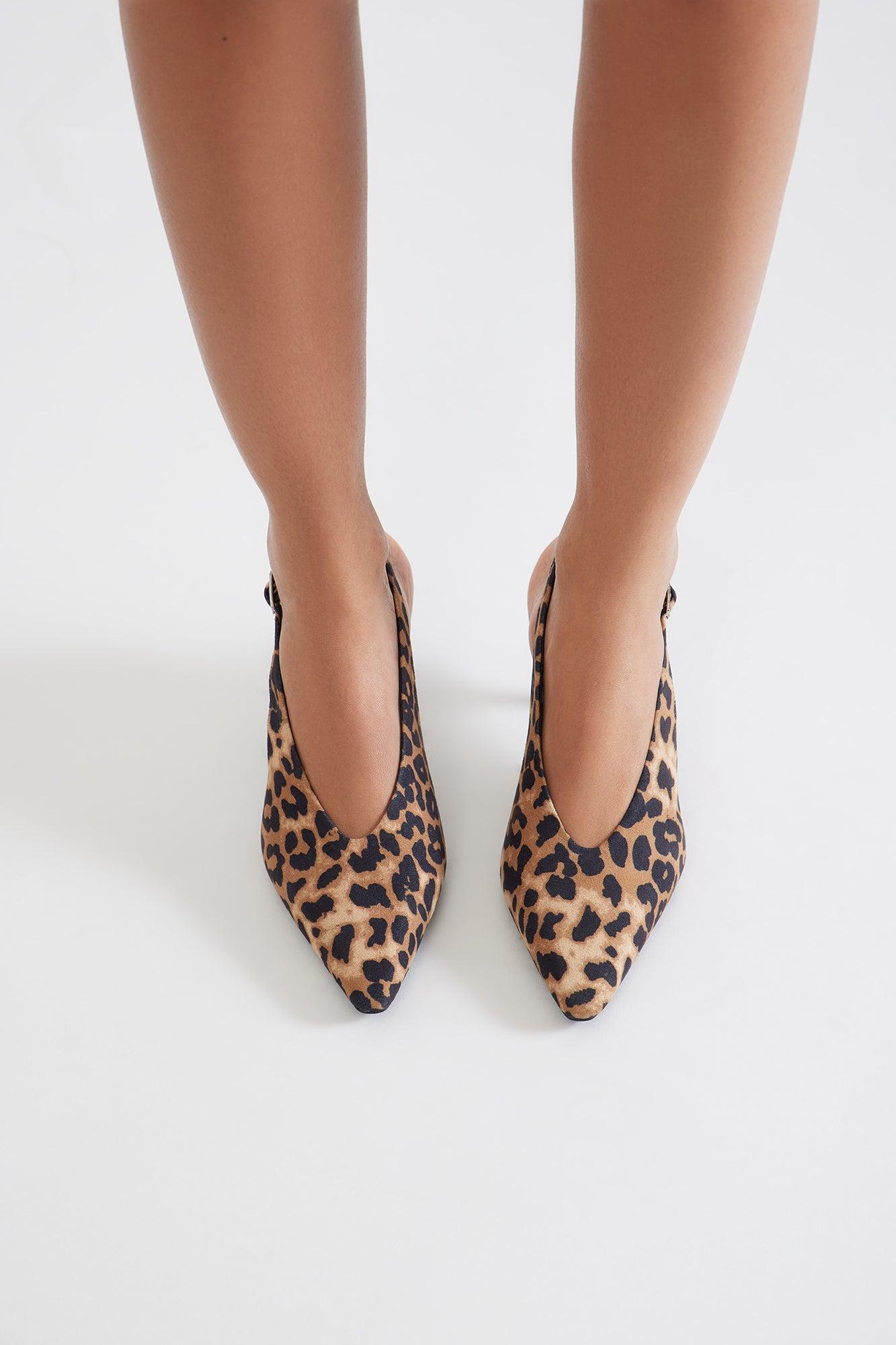 Azuka Slingback Mid Heels Pumps - Leopard Product Image