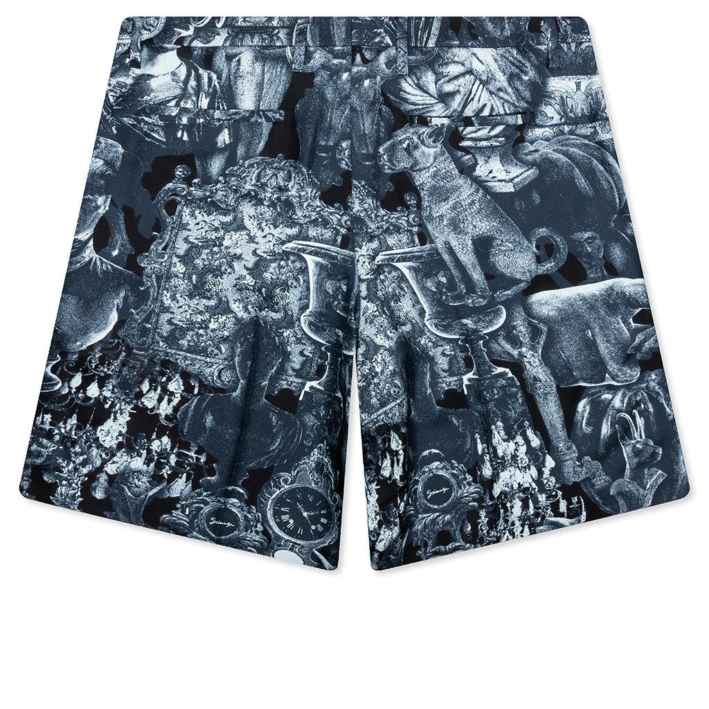 Silk Bermuda Shorts with Hubert Objects - Black/Navy Male Product Image