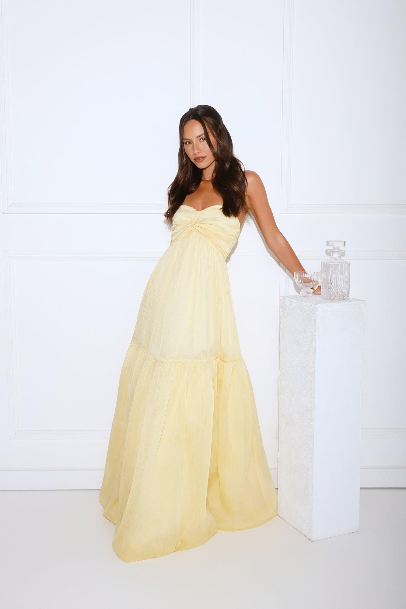 Unforgettable Style Strapless Maxi Dress Yellow Product Image