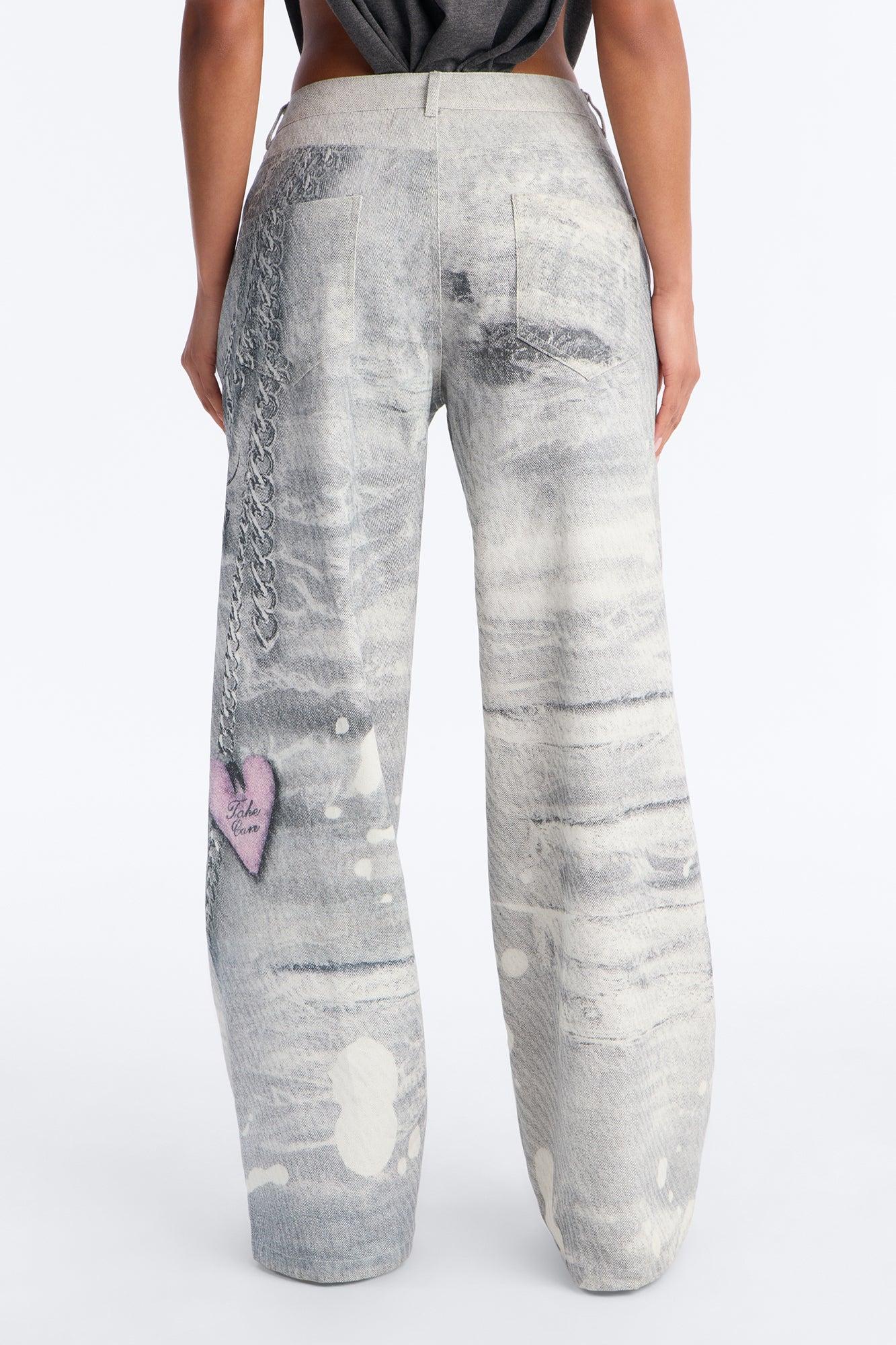 No Chances Wide Leg Low Rise Pant 32″ - Grey/combo Female Product Image