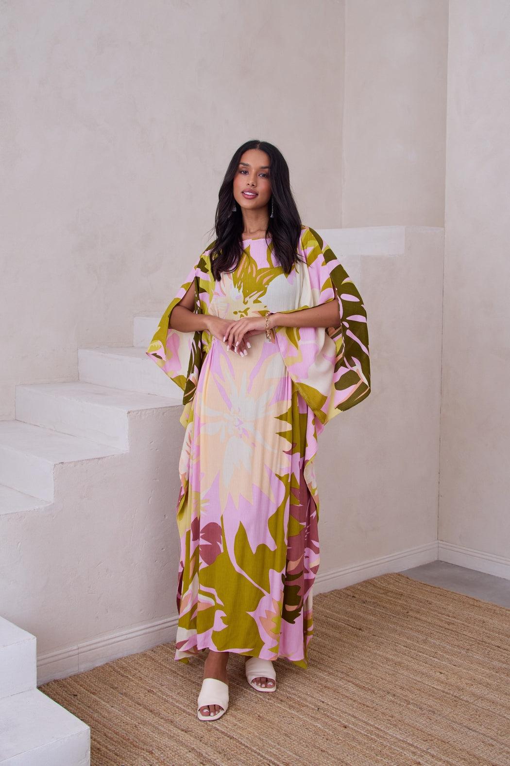 Multicolor Floral Kaftan Maxi Product Image