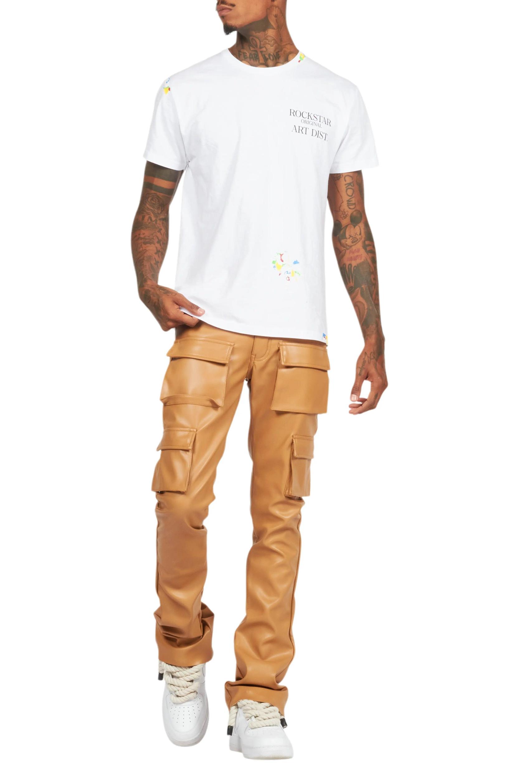 Khaza Beige PU Leather Jean Male Product Image