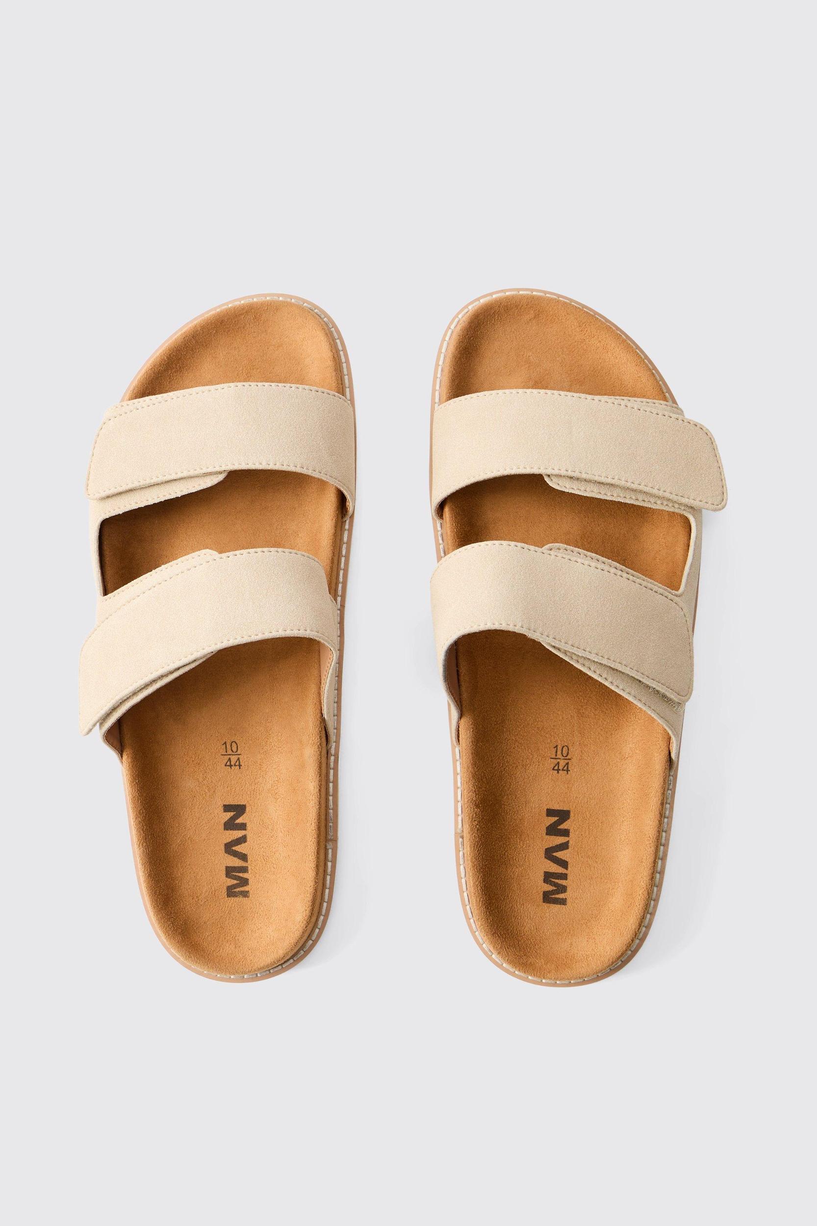 Faux Suede Double Strap Skater Sole Sandal | boohooMAN USA Product Image