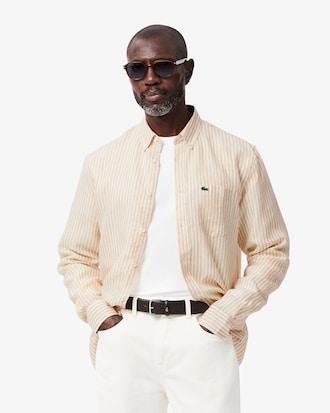 Regular Fit Striped Linen Shirt Product Image