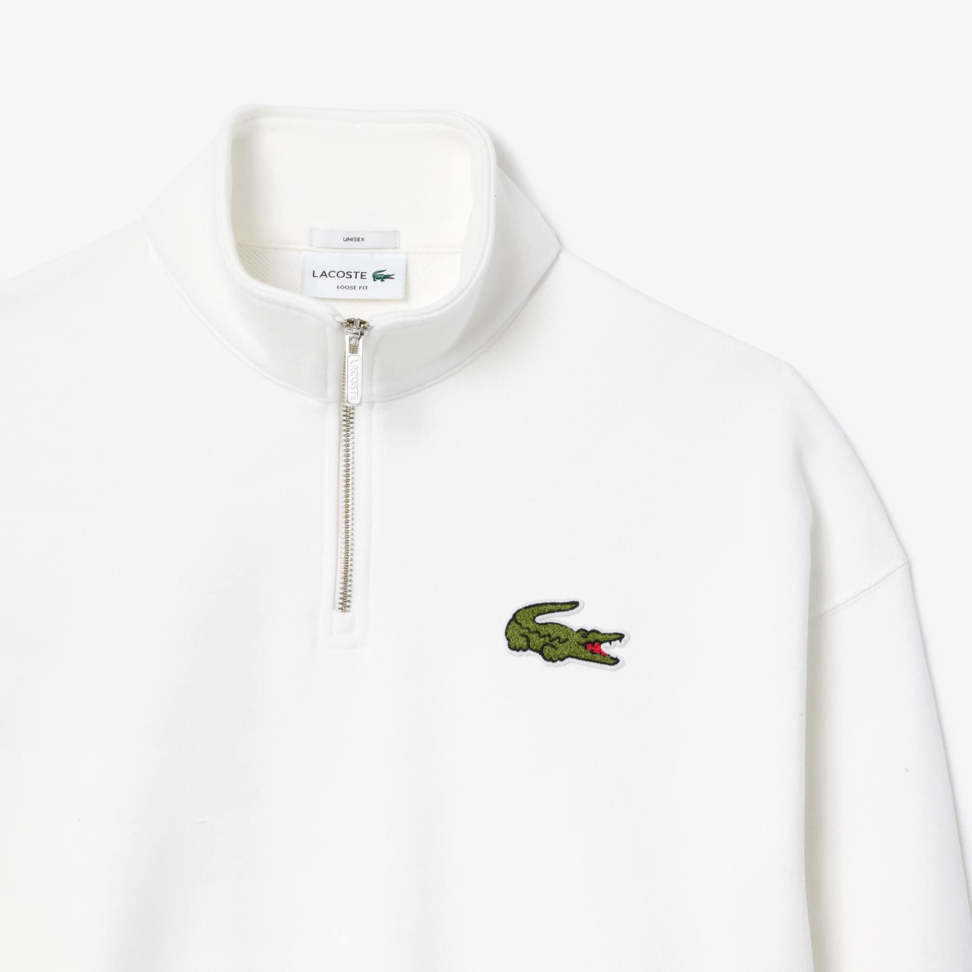 Loose Fit Zip Neck Badge Accent Sweatshirt Product Image