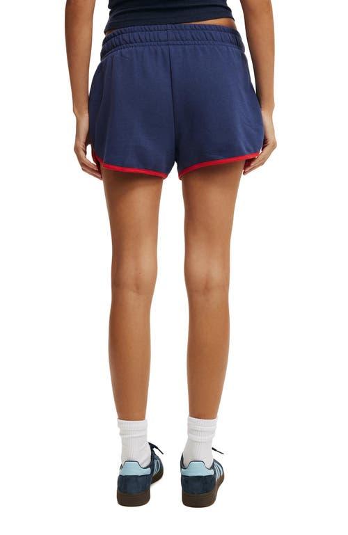 Cotton On Women's Dolphin Hem Micro Mini Short in Oxford Blue Red Poppy at Nordstrom, Size Small Product Image