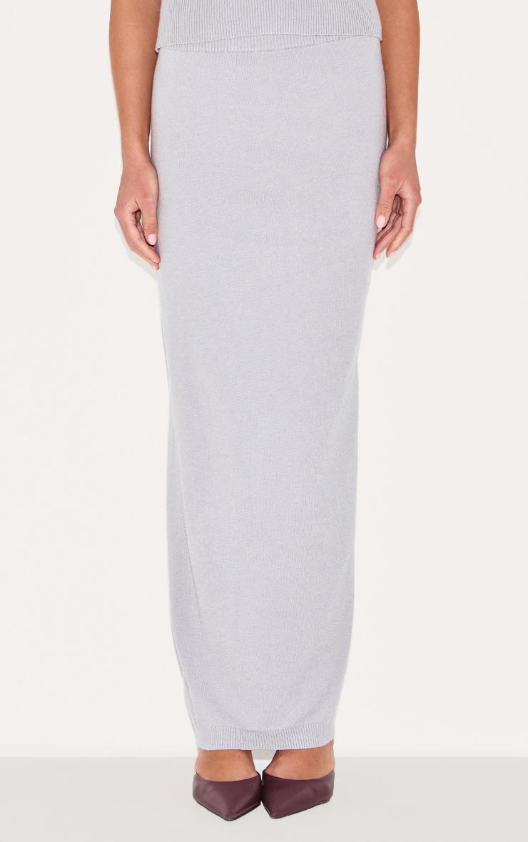 Ash Grey Basic Knit Maxi Skirt Product Image