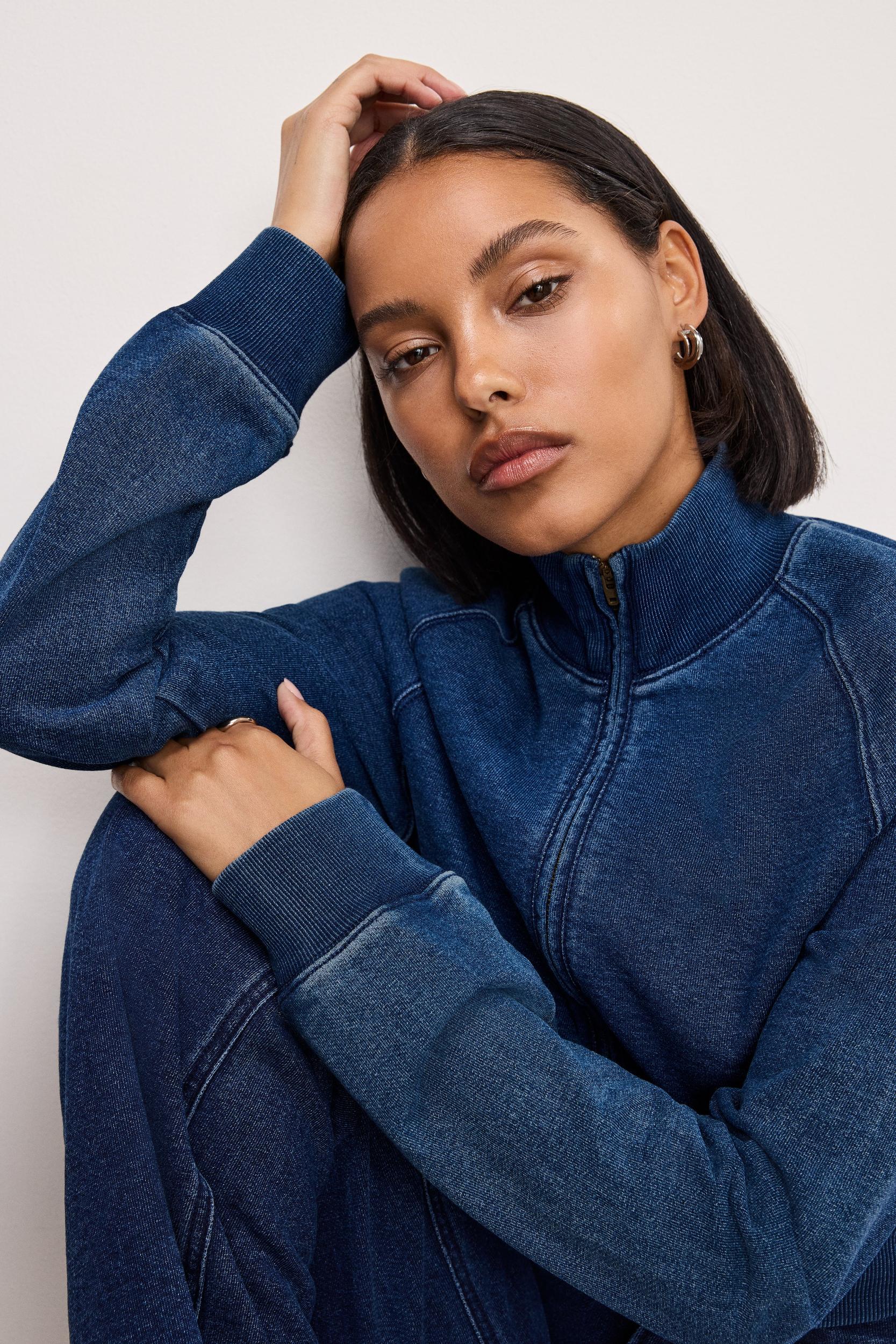 JEANIUS HALF ZIP SWEATSHIRT | INDIGO377 Product Image