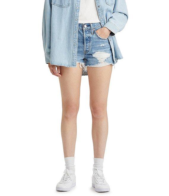 Levi's® 501® Original High-Rise Destructed Frayed Hem Denim Shorts Product Image