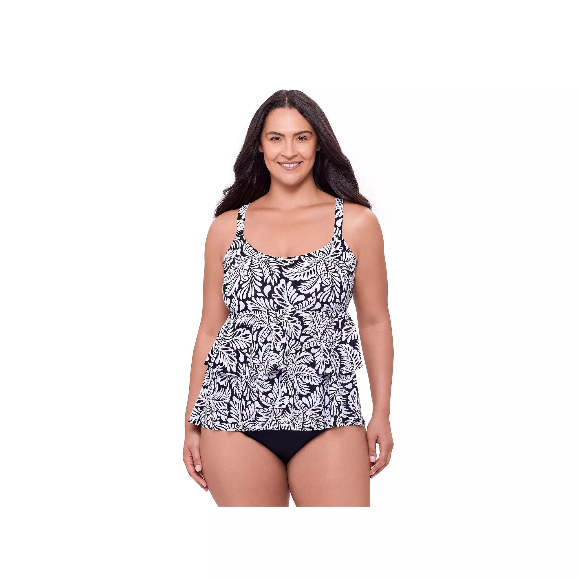 Plus Size Bal Harbour High Low Double Tier Fauxkini, Women's, Size: 20 W, Nassau Palm Product Image