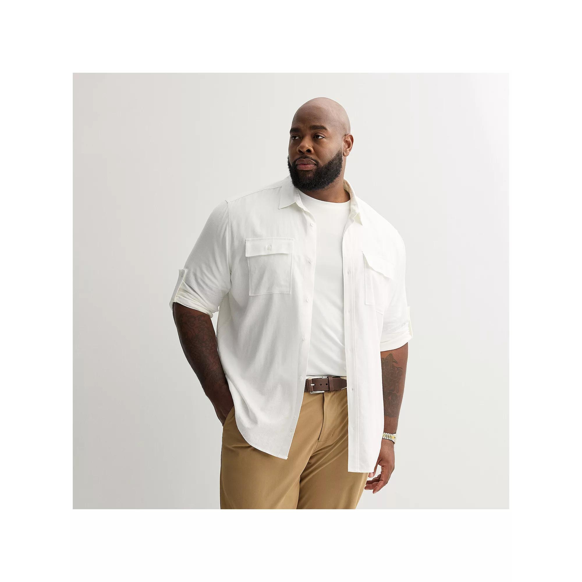Big & Tall Apt. 9® Roll Tab Button-Down Utility Long Sleeve Shirt, Men's,  Product Image