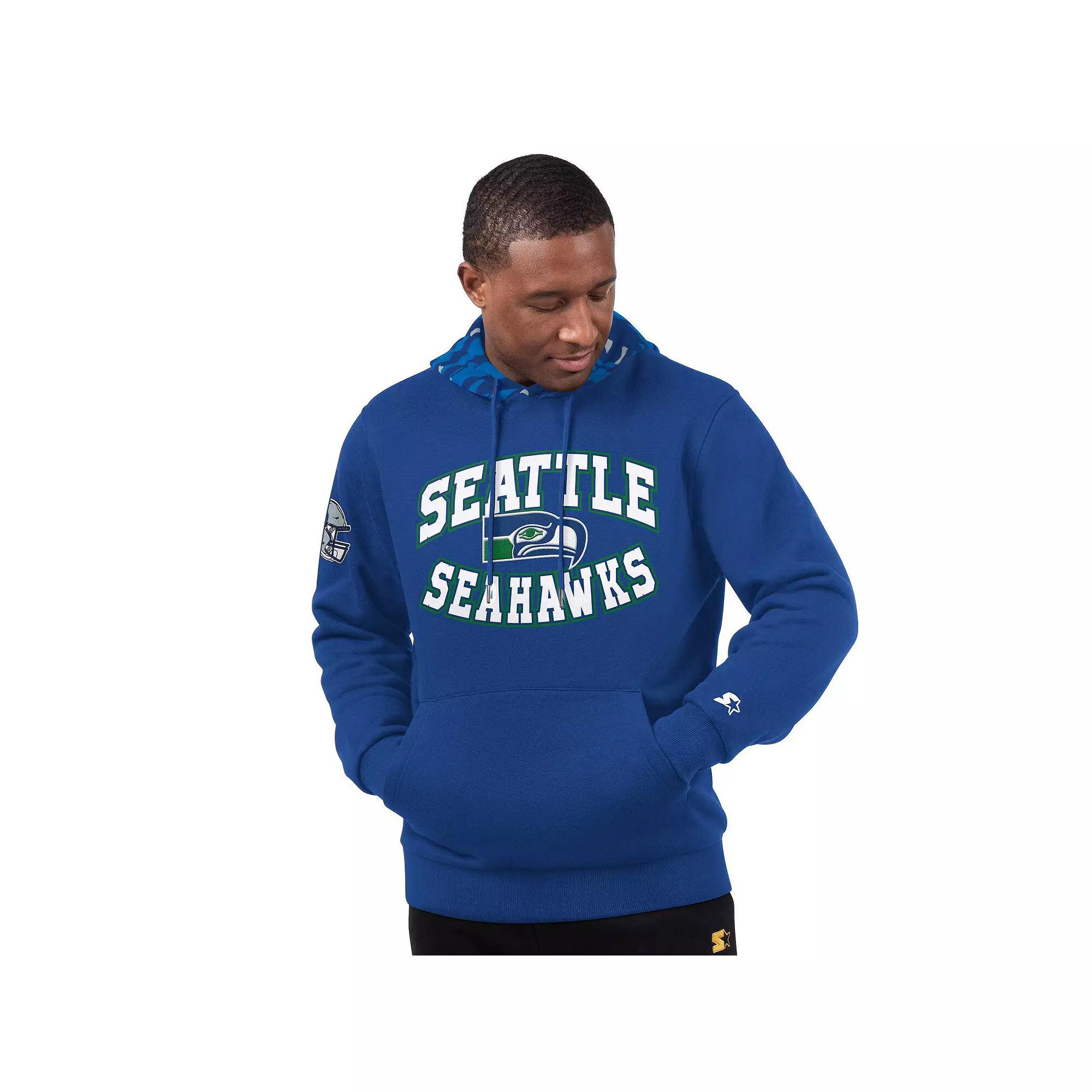 Men's Starter  Royal Seattle Seahawks Thursday Night Gridiron Vintage Logo Pullover Hoodie, Size: 5XL, Blue Product Image