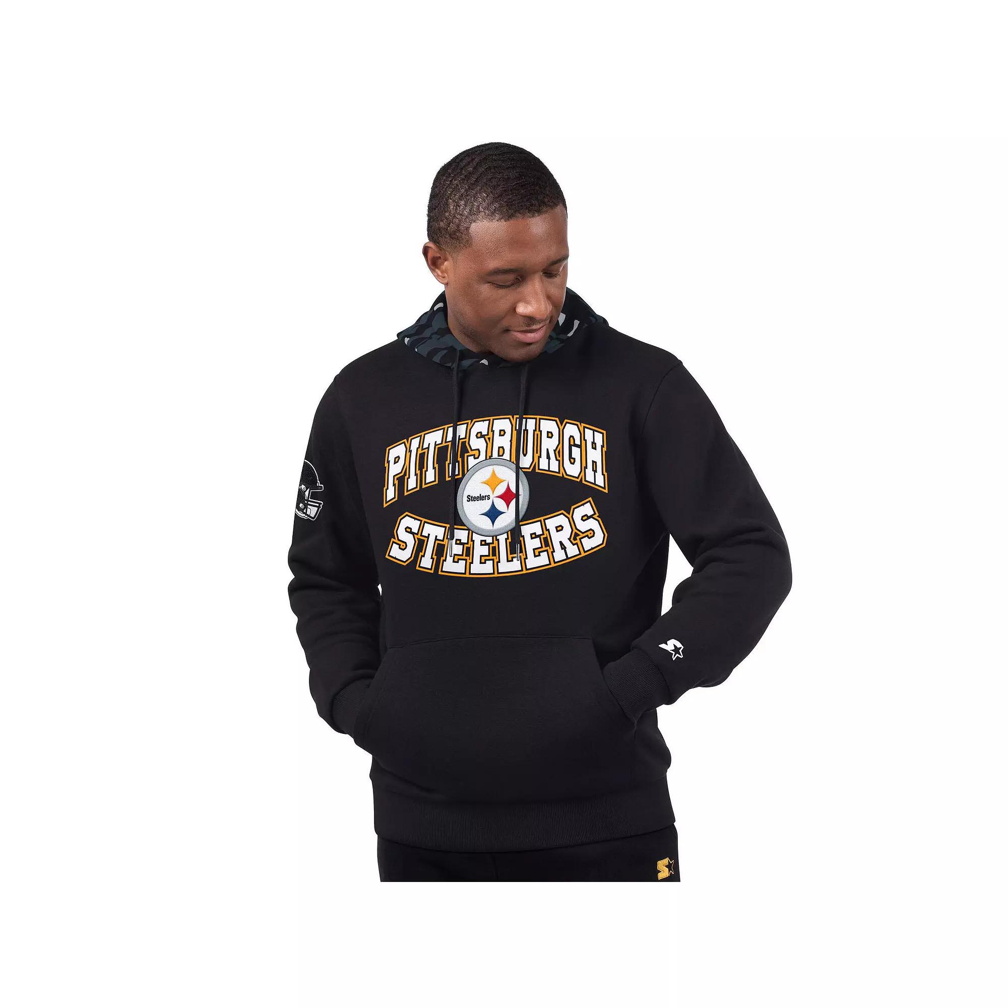 Men's Starter Black Pittsburgh Steelers Thursday Night Gridiron Pullover Hoodie, Size: Large Product Image