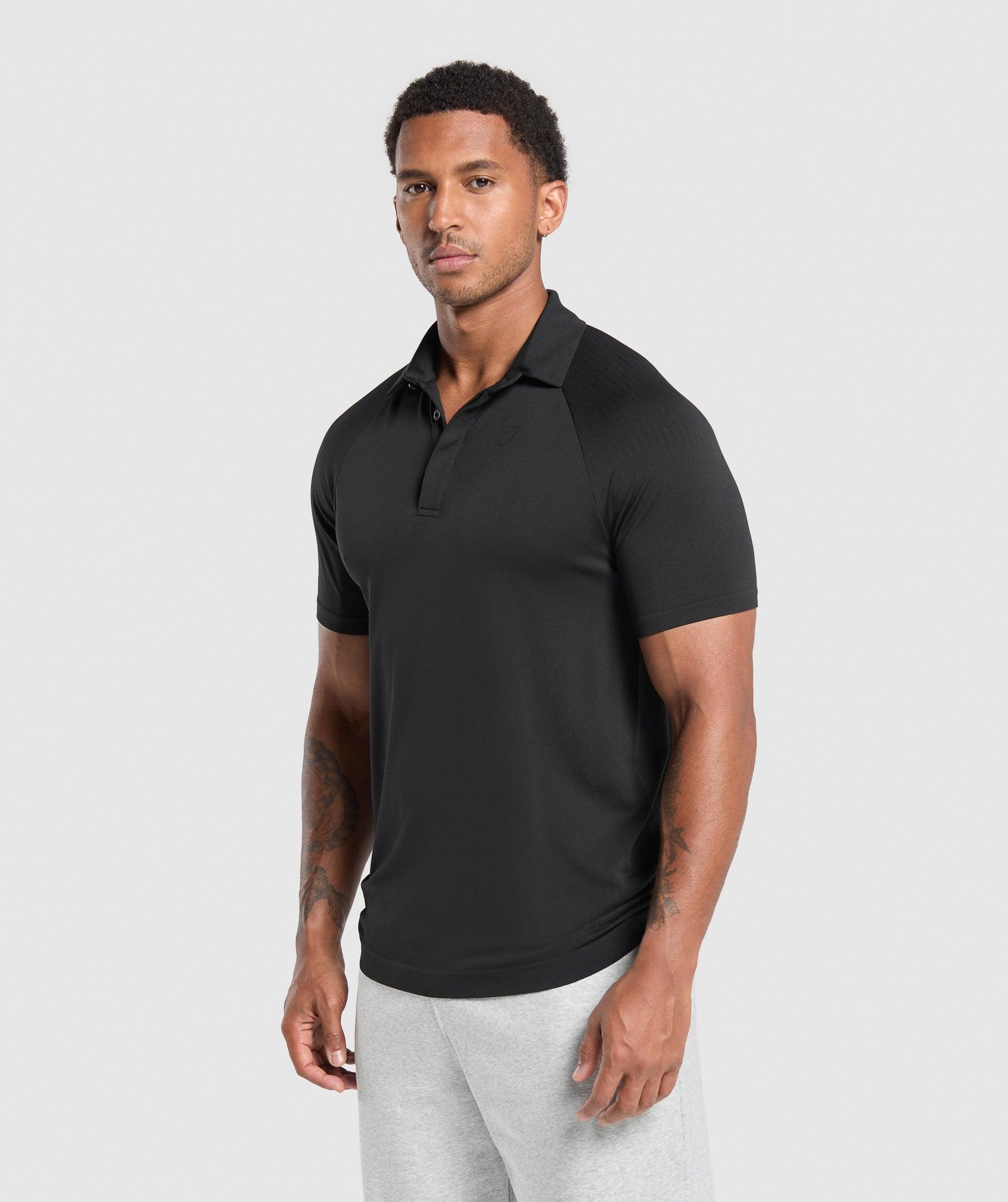 Gymshark Seamless Polo Shirt - Black Male Product Image