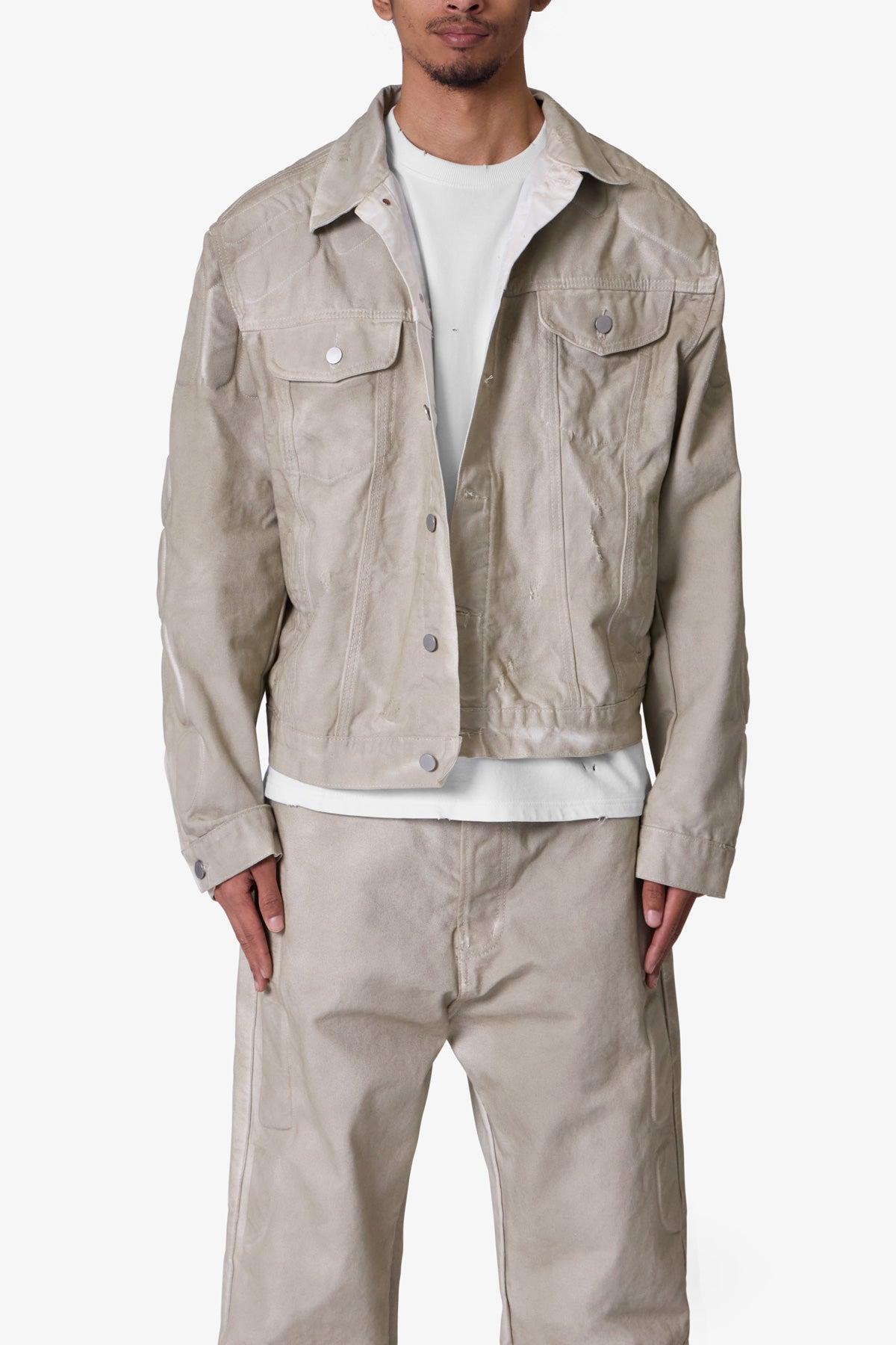 Moto Trucker Jacket - Off White Product Image