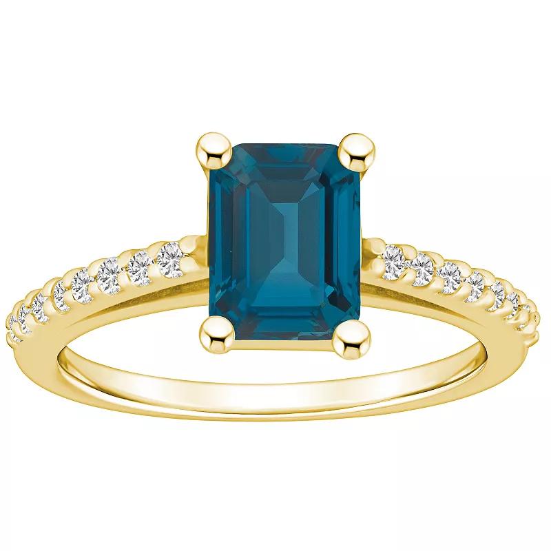 Alyson Layne 10k White Gold Emerald Cut Gemstone 1/5 Carat T.W. Diamond Ring, Women's, Created Blue Product Image