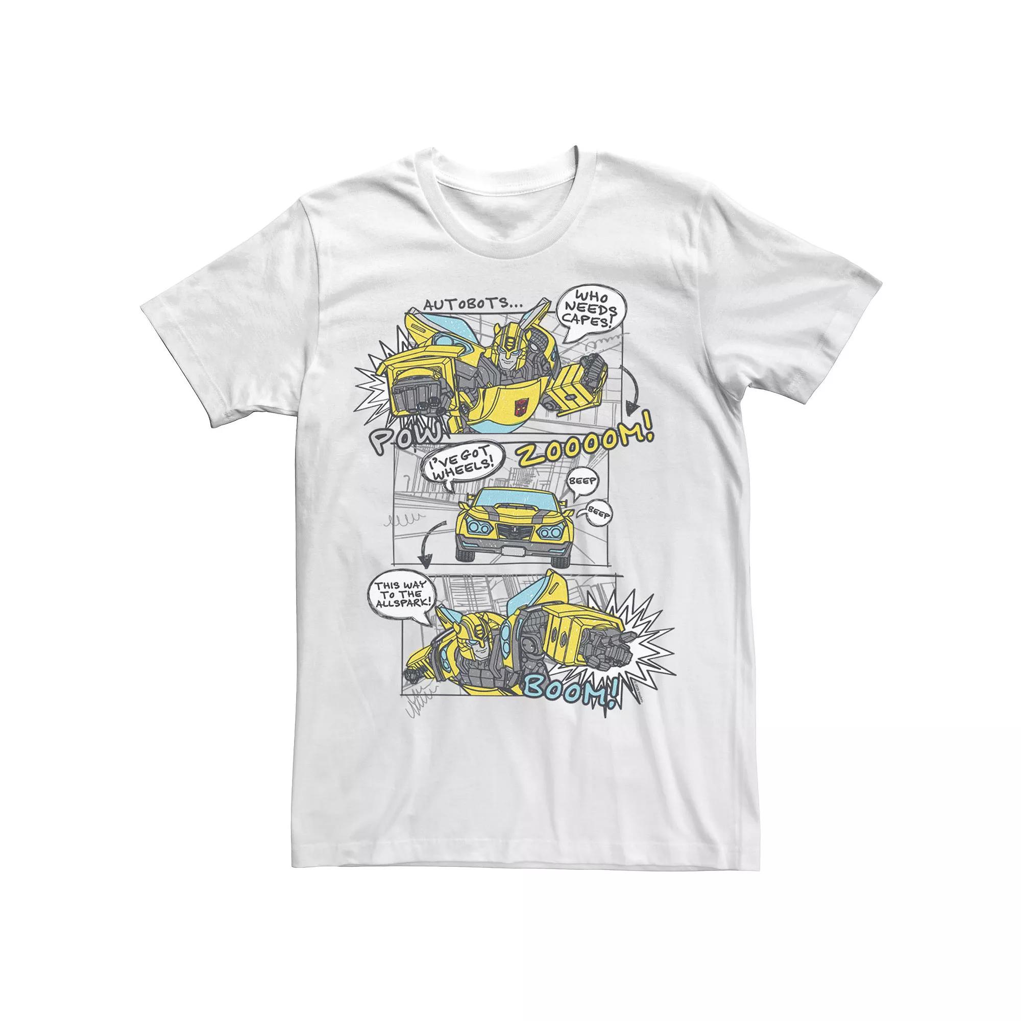 Men's Transformers Bumblebee Action Comic Strip Tee, Size: XL, White Product Image
