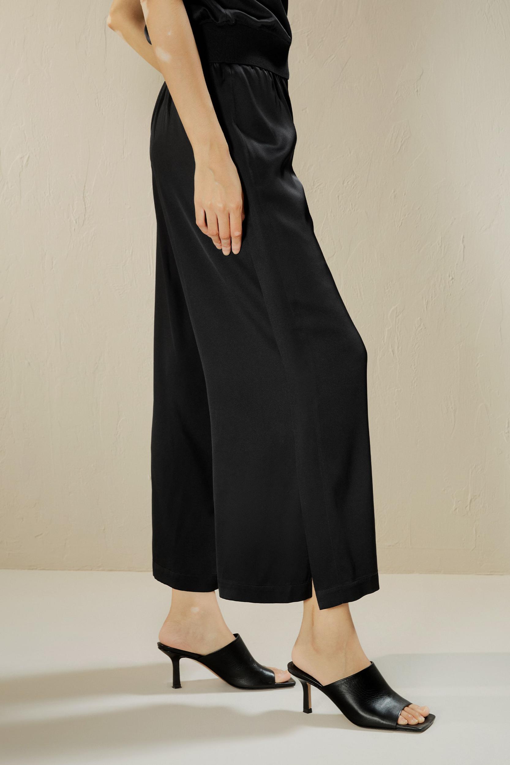 Wide leg cropped silk pants Product Image